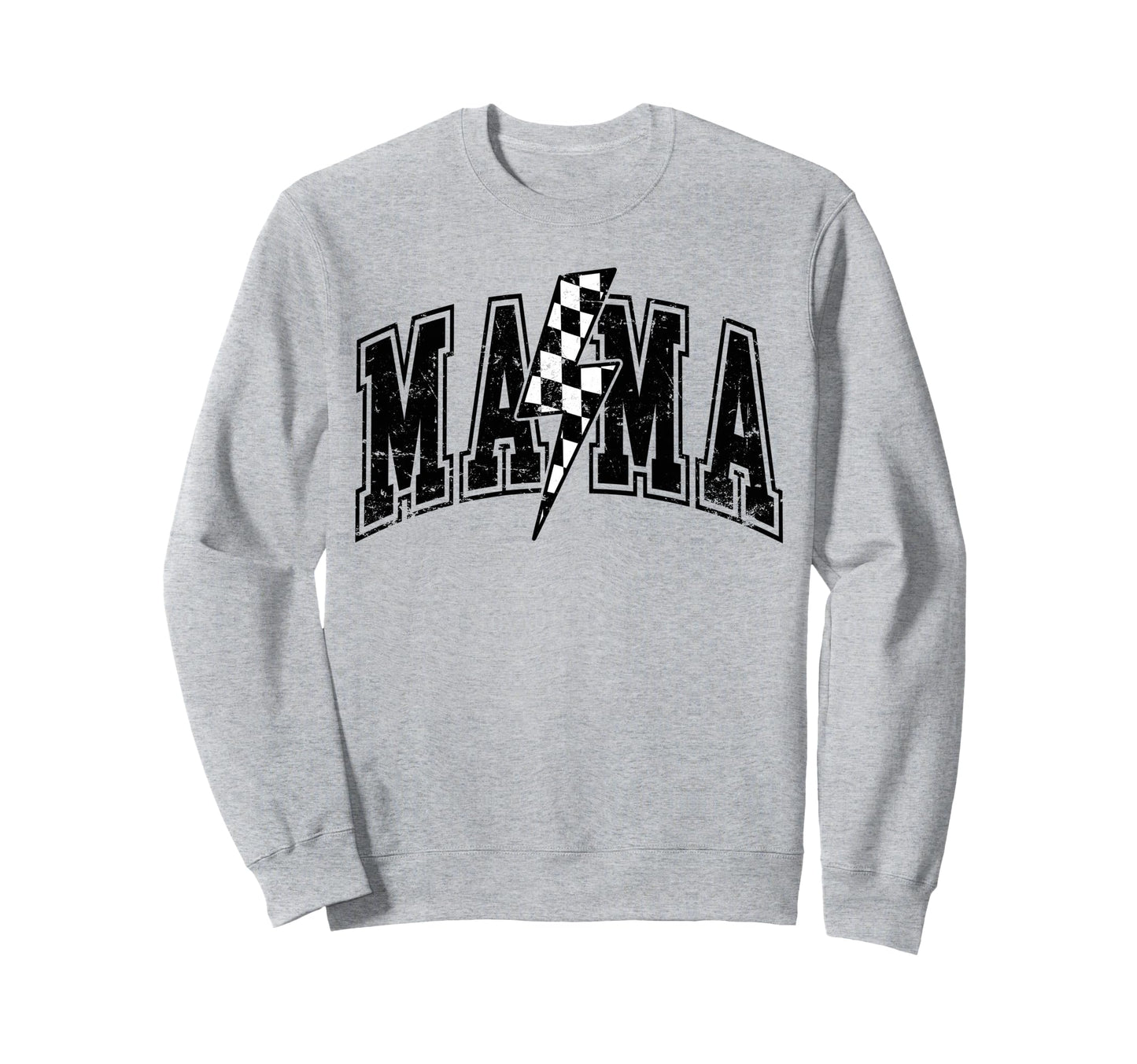 Mama Lightning Bolt Checkered Varsity Sweatshirt - Unique Graphic Unisex - T-Shirt, Sweatshirt, Hoodie