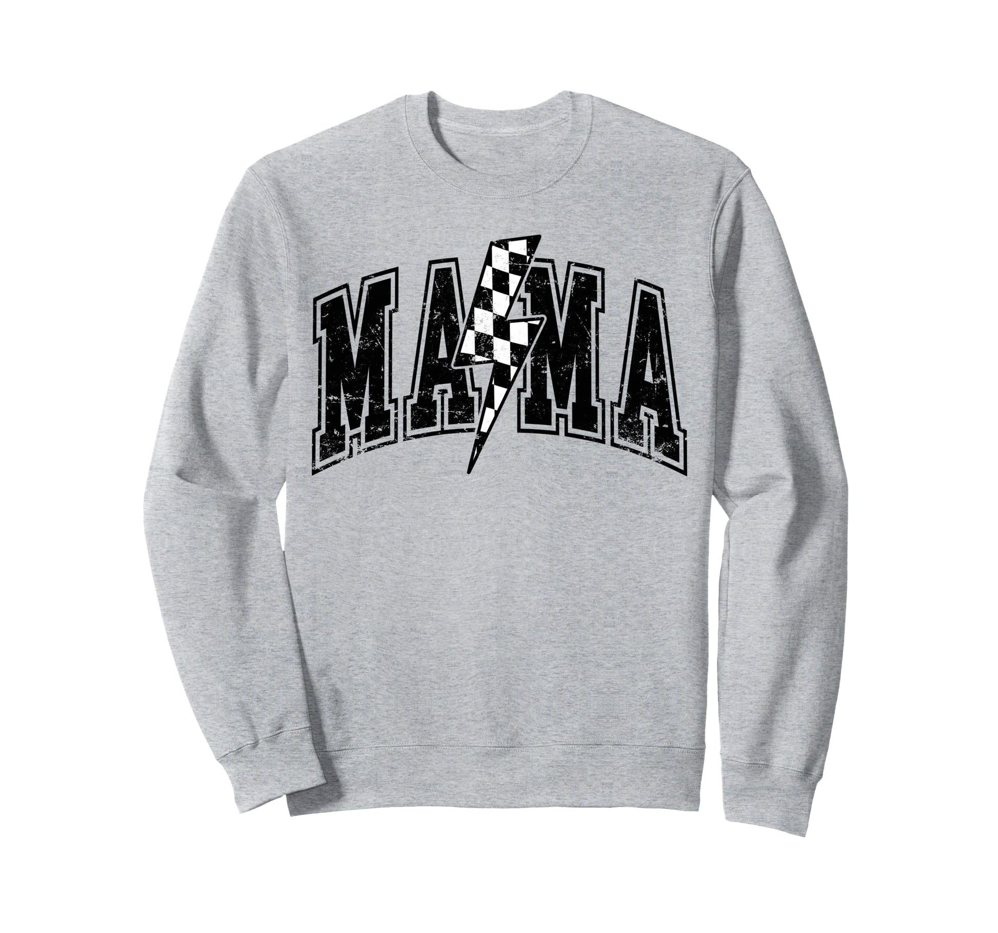 Mama Lightning Bolt Checkered Varsity Sweatshirt - Unique Graphic Unisex - T-Shirt, Sweatshirt, Hoodie