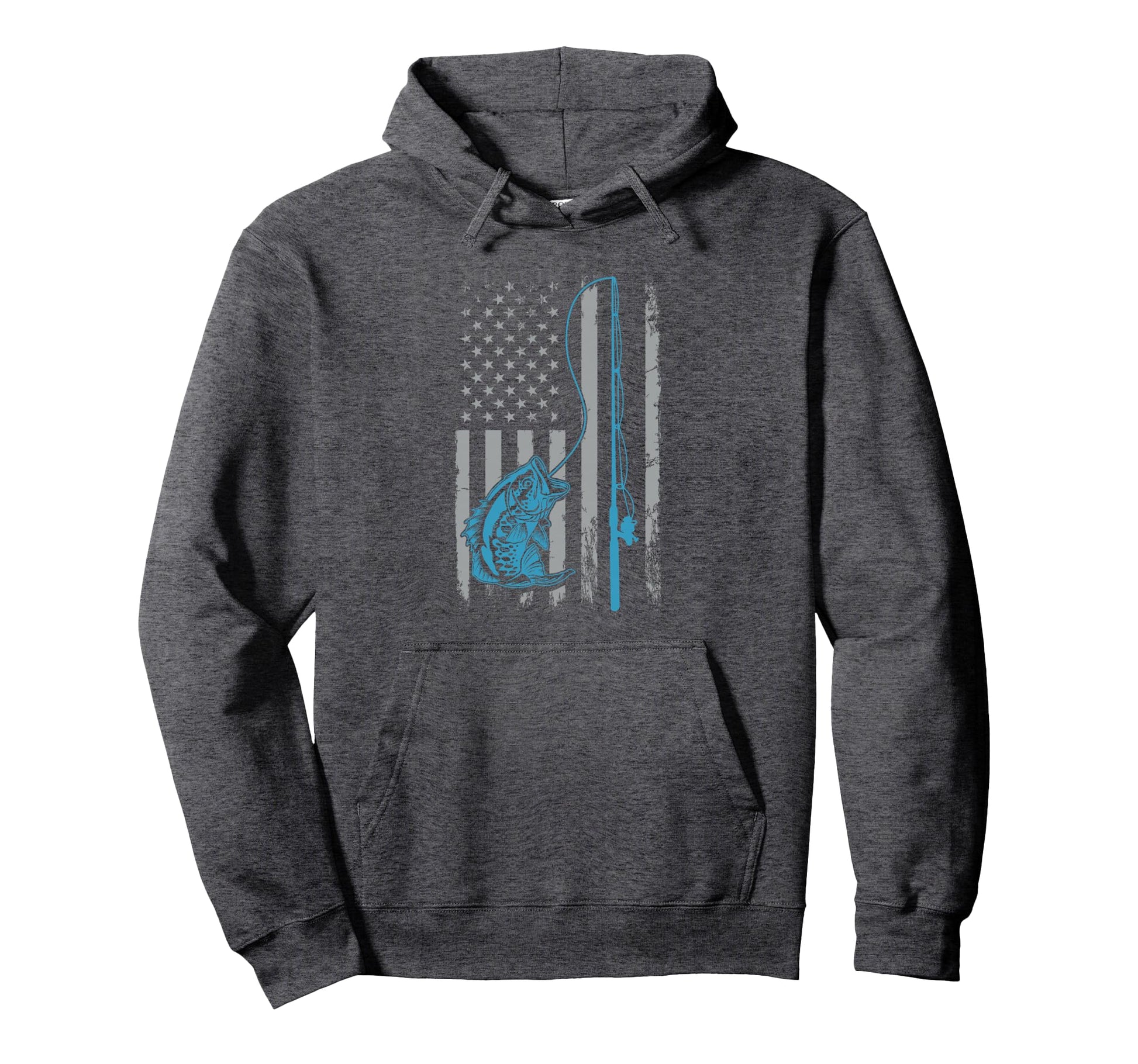 American Flag Fishing Rod Bass Fishing Hoodie - Graphic Print Men Women - T-Shirt, Sweatshirt, Hoodie