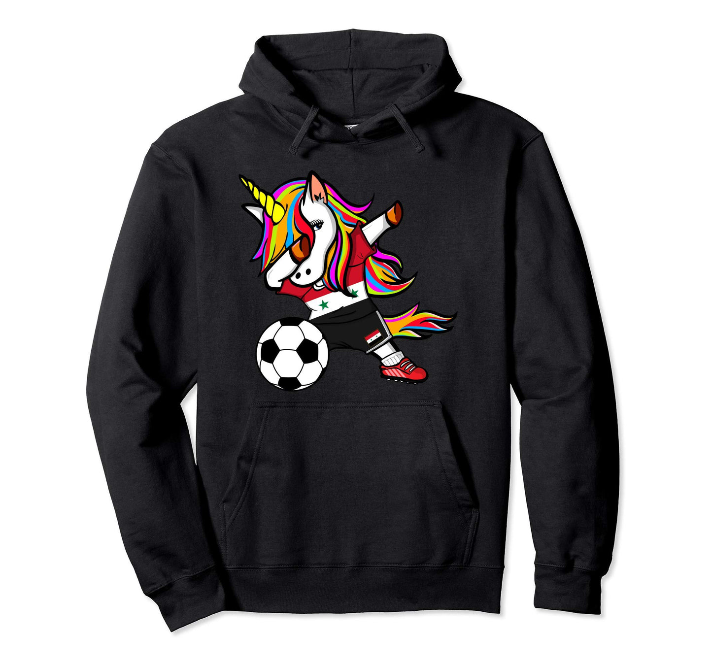 Funny Dabbing Unicorn Syria Football Hoodie - Casual Everyday Wear Unisex - T-Shirt, Sweatshirt, Hoodie