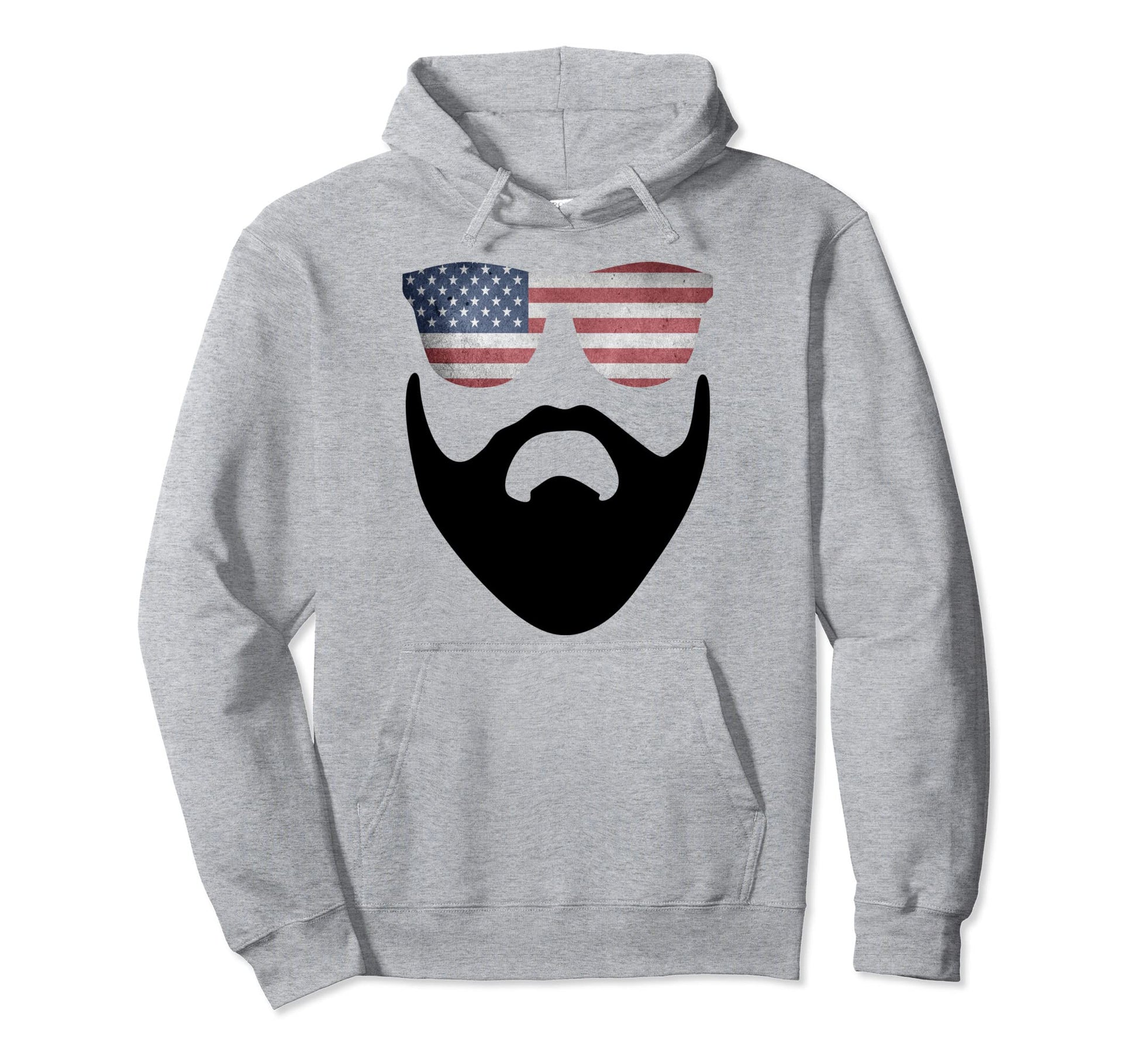 Mens Beard Patriotic American Flag Hoodie - Novelty Apparel Men Women - T-Shirt, Sweatshirt, Hoodie