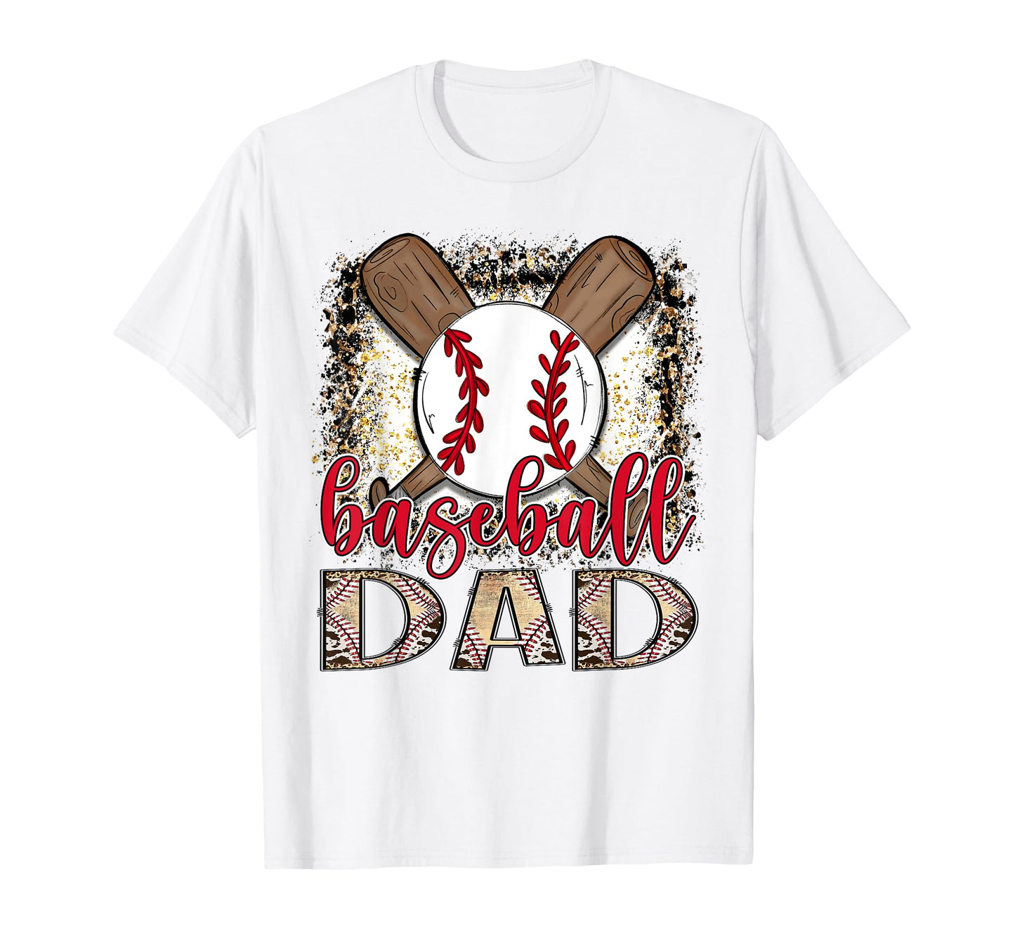 Baseball Dad Leopard Proud Ball Dad Game T-Shirt - Novelty Apparel Unisex - T-Shirt, Sweatshirt, Hoodie