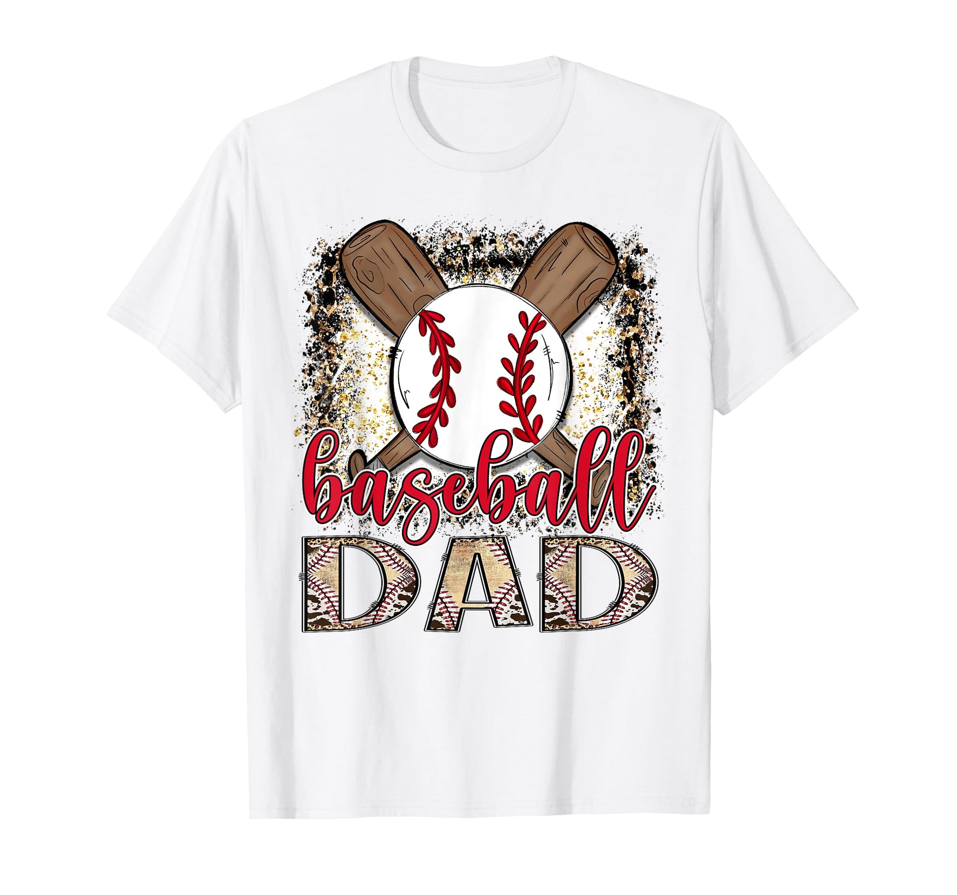 Baseball Dad Leopard Proud Ball Dad Game T-Shirt - Novelty Apparel Unisex - T-Shirt, Sweatshirt, Hoodie