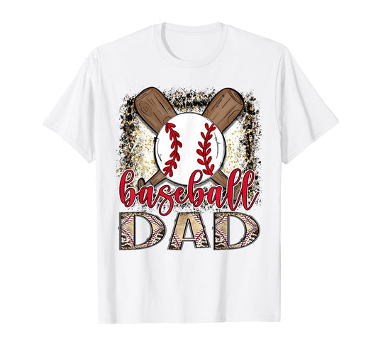 Baseball Dad Leopard Proud Ball Dad Game T-Shirt - Novelty Apparel Unisex - T-Shirt, Sweatshirt, Hoodie