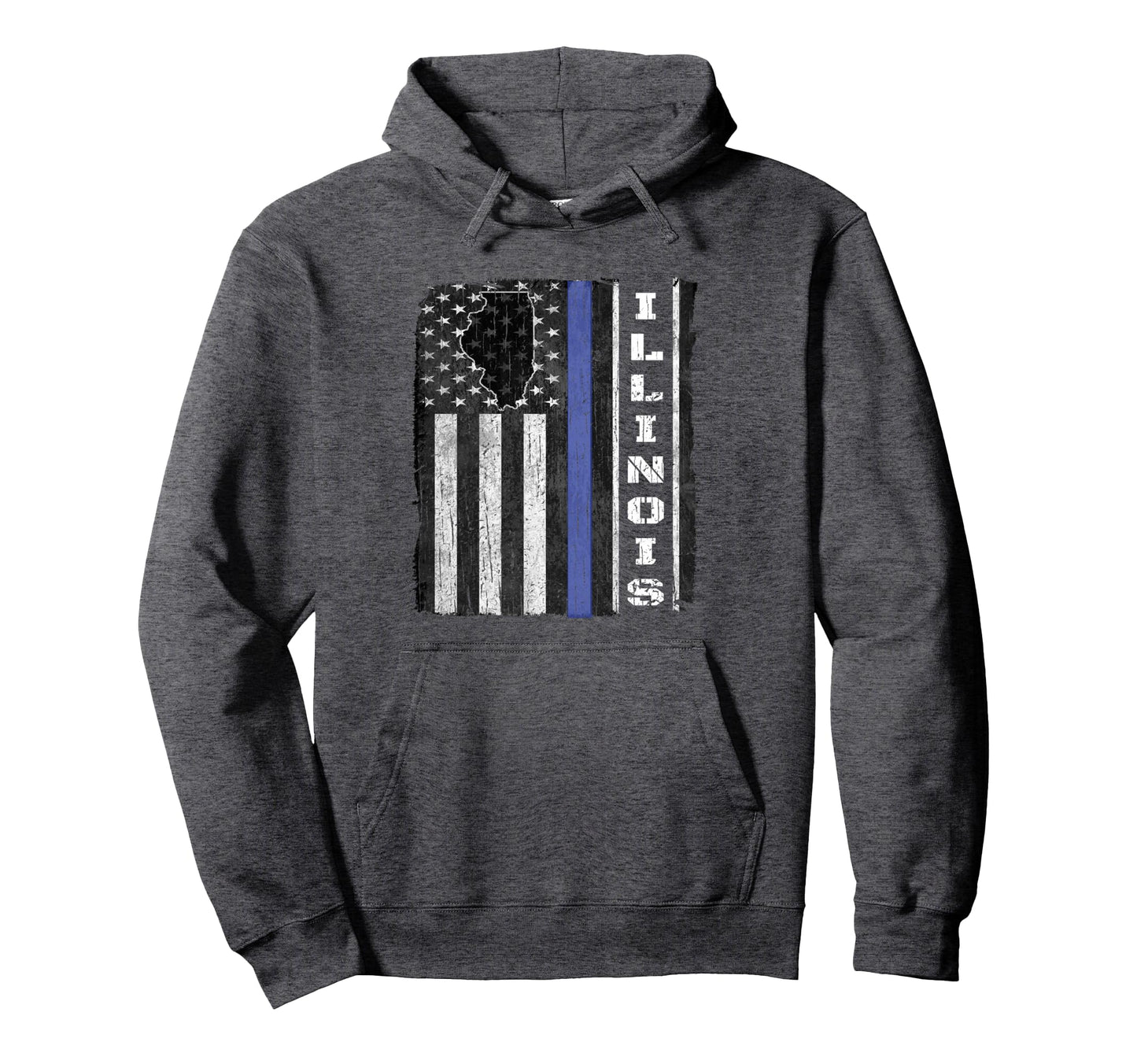 Illinois Thin Blue Line Police Flag Cop Hoodie - Aesthetic Graphic Unisex - T-Shirt, Sweatshirt, Hoodie