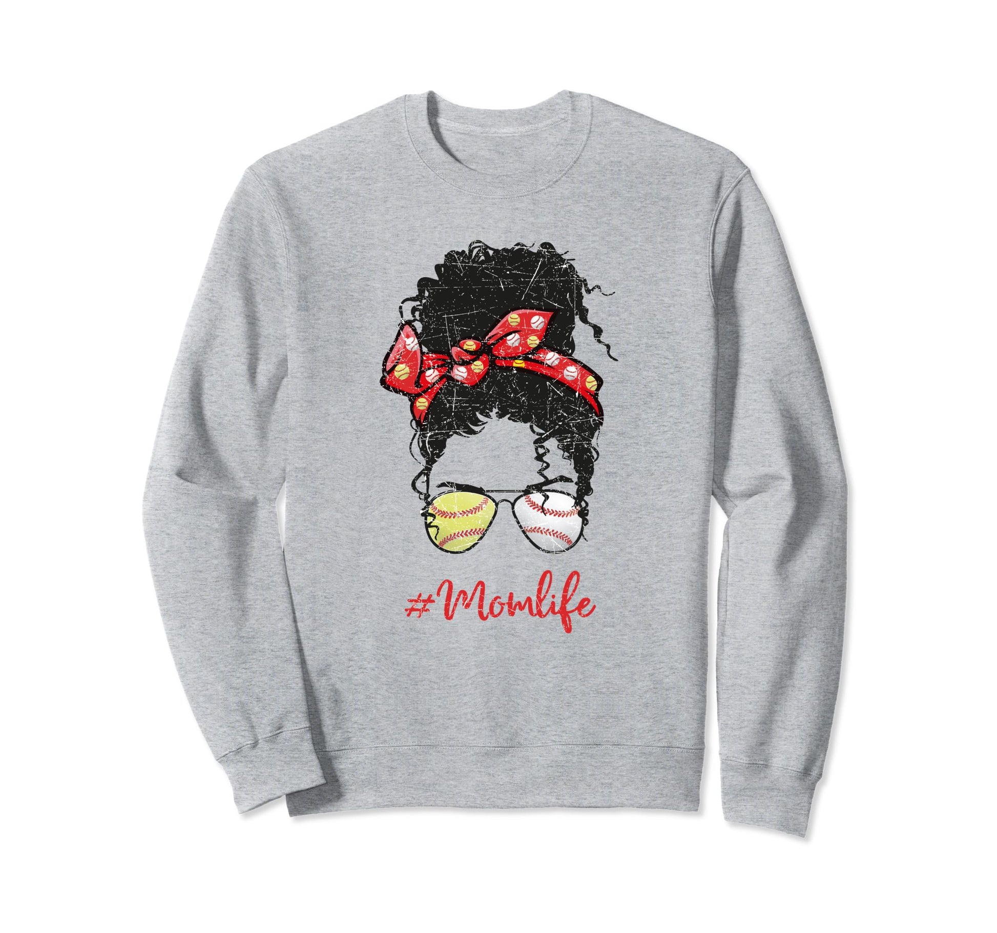 Mom Life Softball Baseball Mothers Sweatshirt - Novelty Apparel for Adults - T-Shirt, Sweatshirt, Hoodie