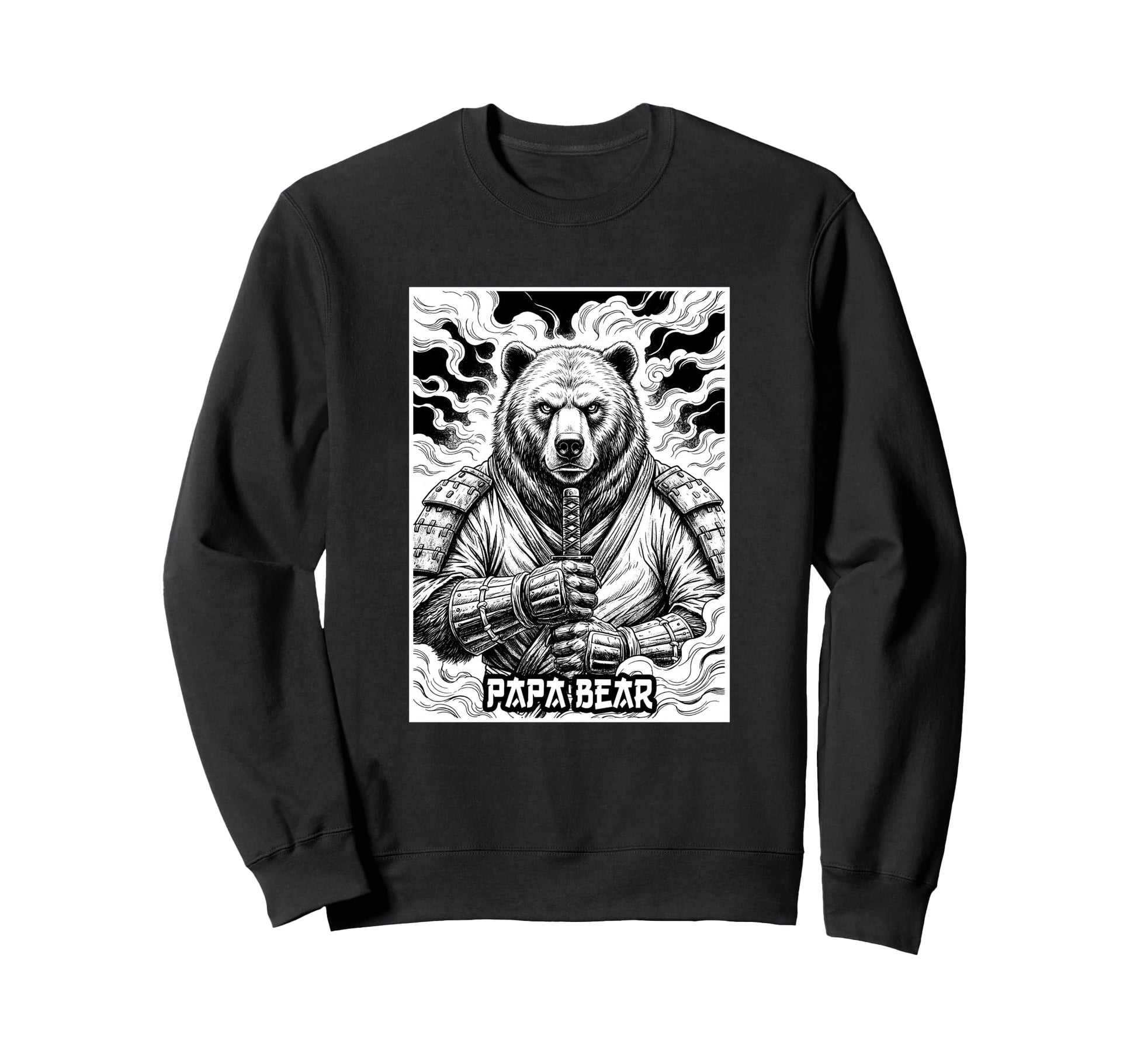 Papa Samurai Ronin Father Bear W Sweatshirt - Fun Novelty Design Men Women - T-Shirt, Sweatshirt, Hoodie