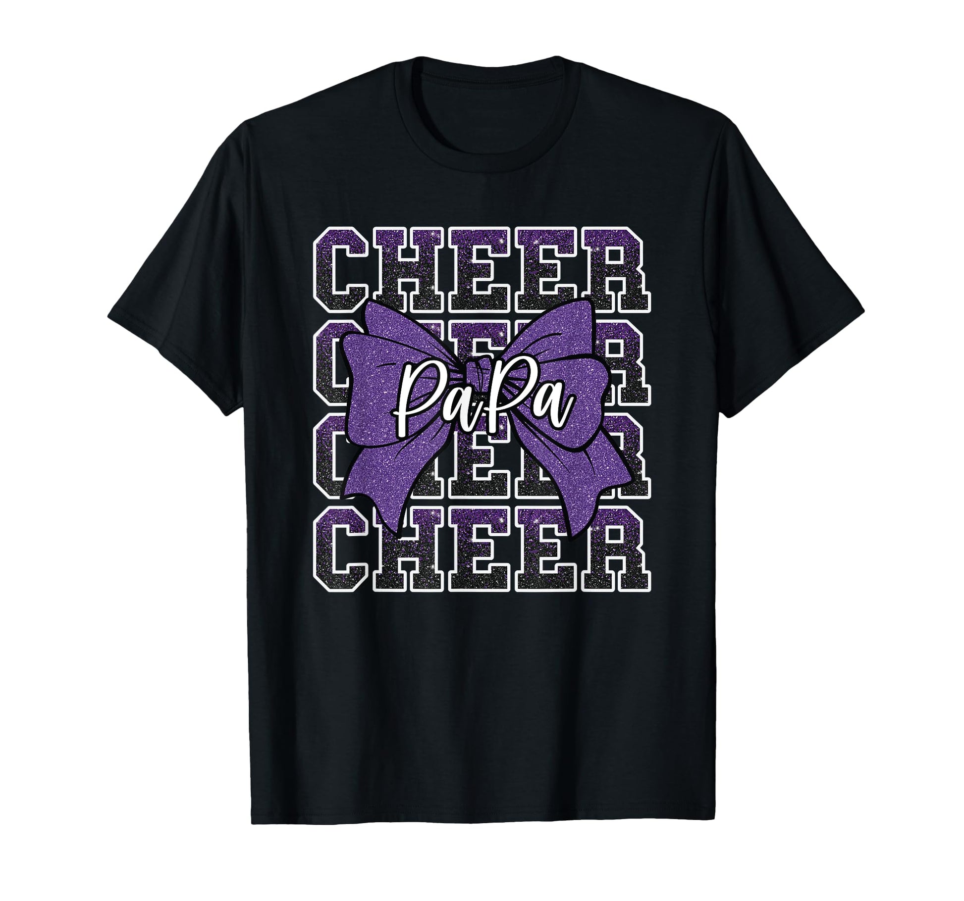 Cheer Papa Dad Bow Sport Cheerleader T-Shirt - Casual Everyday Wear Unisex - T-Shirt, Sweatshirt, Hoodie