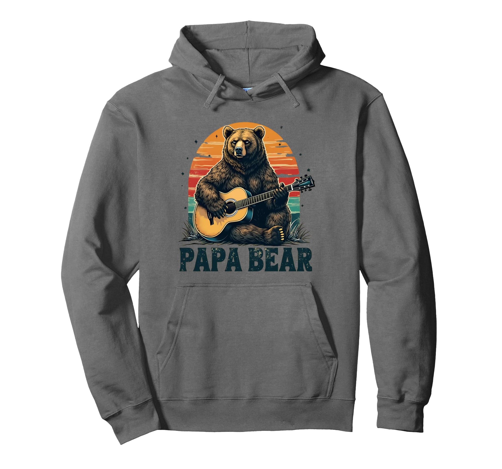 Papa Bear Guitar Sunset Hoodie - Novelty Apparel for Adults - T-Shirt, Sweatshirt, Hoodie
