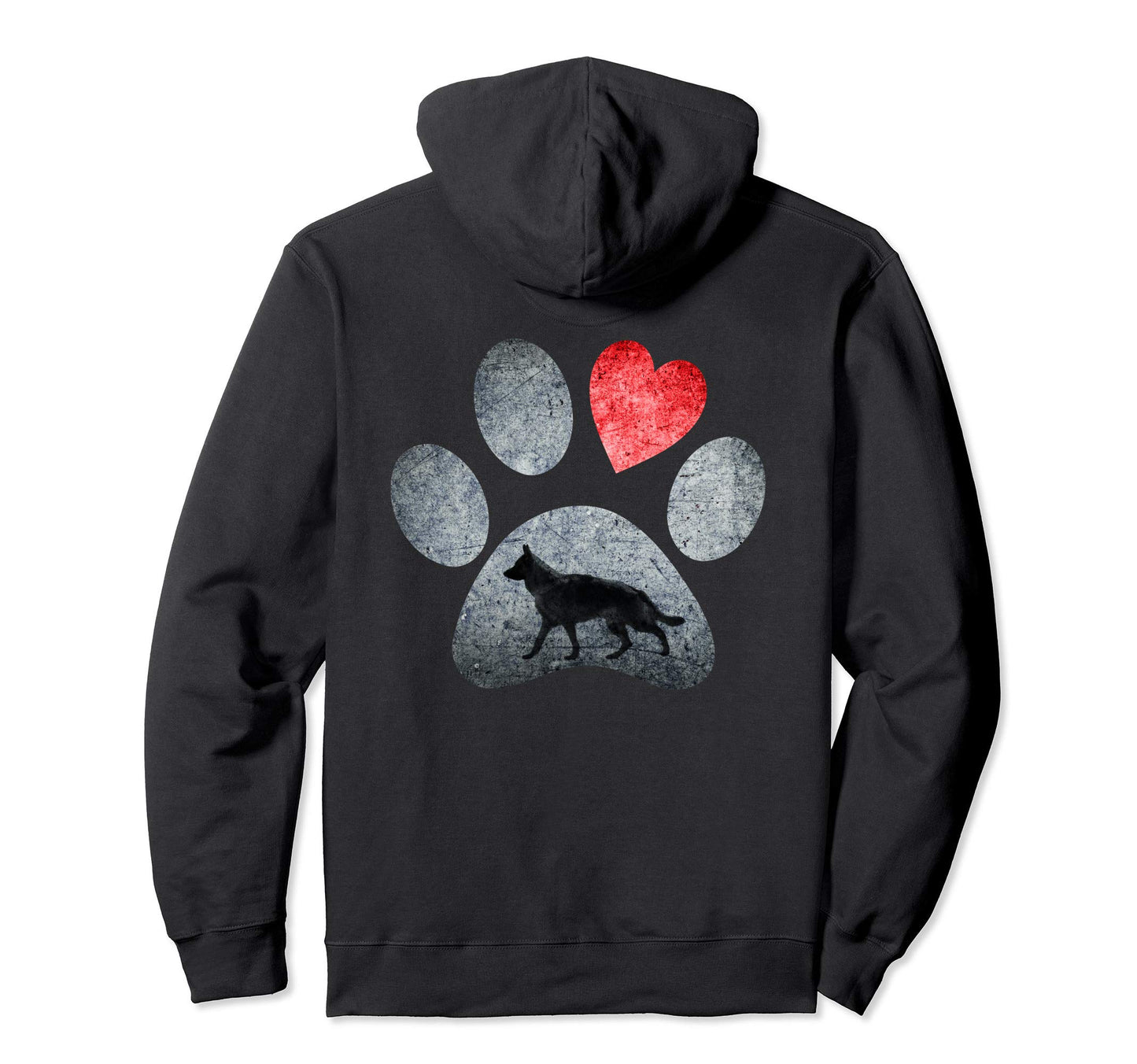 German Shepherd Paws Dog Lovers Red Hoodie - Aesthetic Graphic for Adults - T-Shirt, Sweatshirt, Hoodie