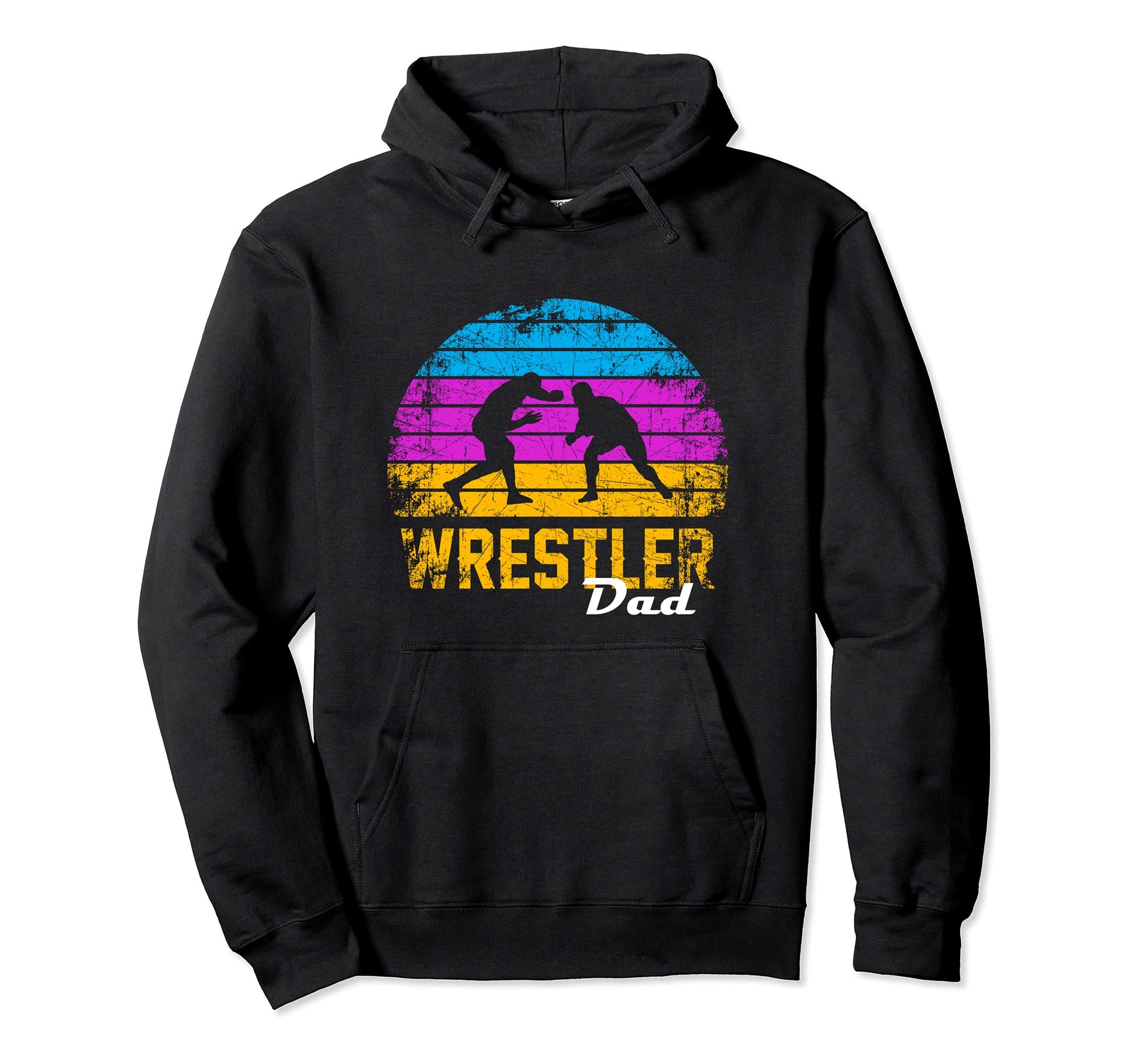 Wrestler Wrestling Dad Distressed Fan Hoodie - Streetwear Style Unisex - T-Shirt, Sweatshirt, Hoodie