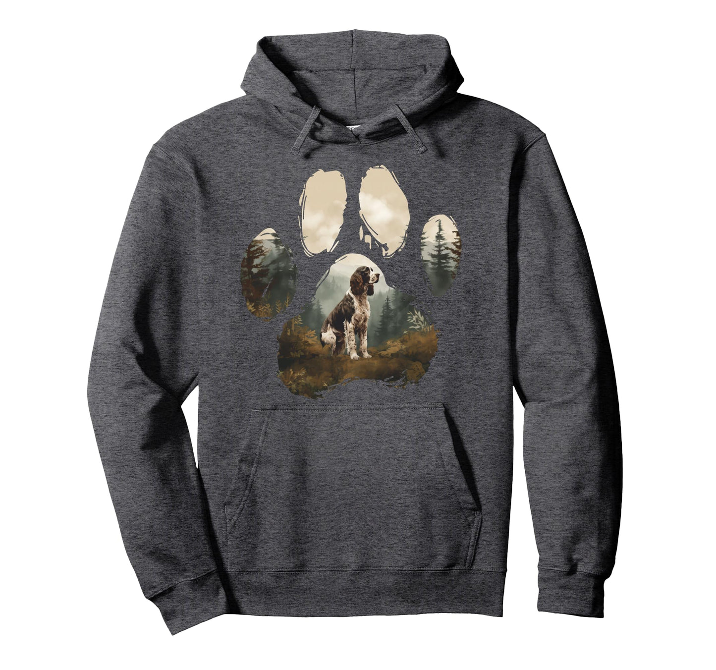 English Springer Spaniel Mountain Paw Hoodie - Custom Art Print Men Women - T-Shirt, Sweatshirt, Hoodie