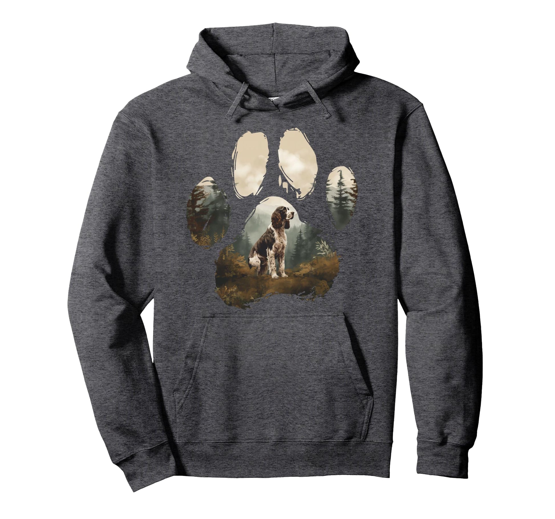 English Springer Spaniel Mountain Paw Hoodie - Custom Art Print Men Women - T-Shirt, Sweatshirt, Hoodie
