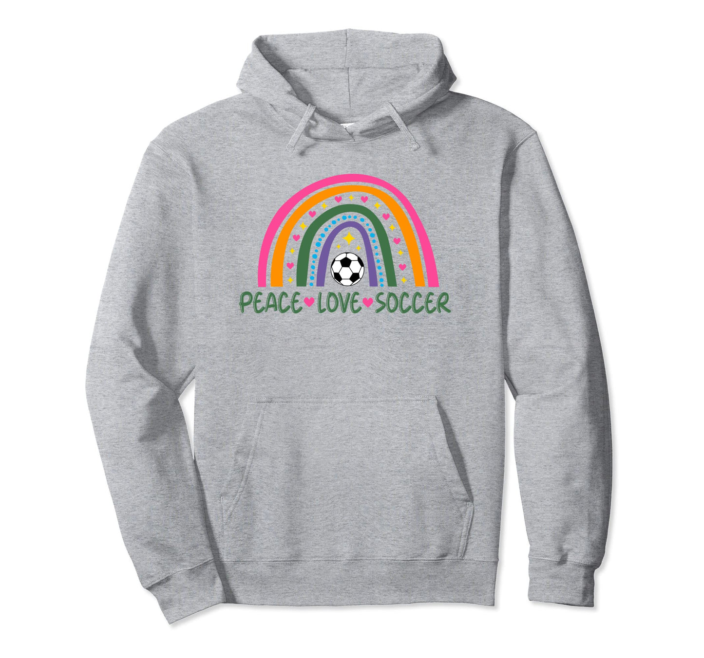 Peace Love Soccer Player Rainbow Teen Soccer Hoodie - Trendy Graphic Unisex - T-Shirt, Sweatshirt, Hoodie