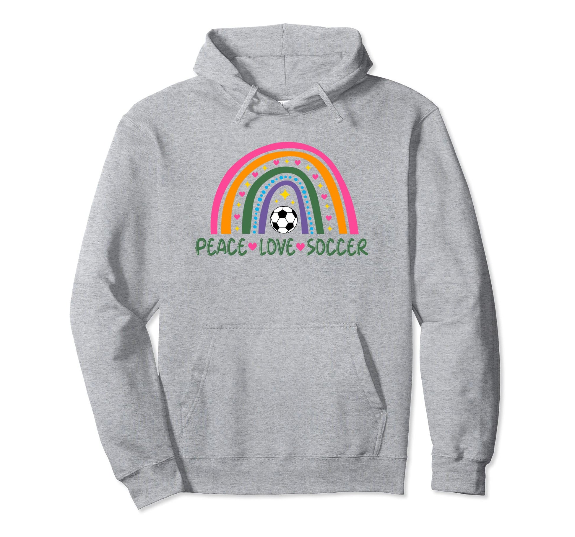 Peace Love Soccer Player Rainbow Teen Soccer Hoodie - Trendy Graphic Unisex - T-Shirt, Sweatshirt, Hoodie