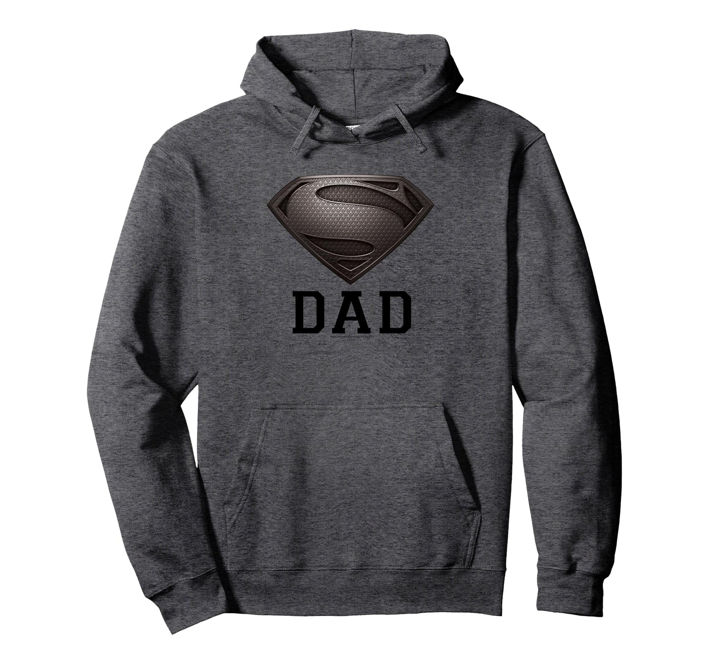 Superman Steel Dad Steel Gray Hoodie - Novelty Apparel for Adults - T-Shirt, Sweatshirt, Hoodie