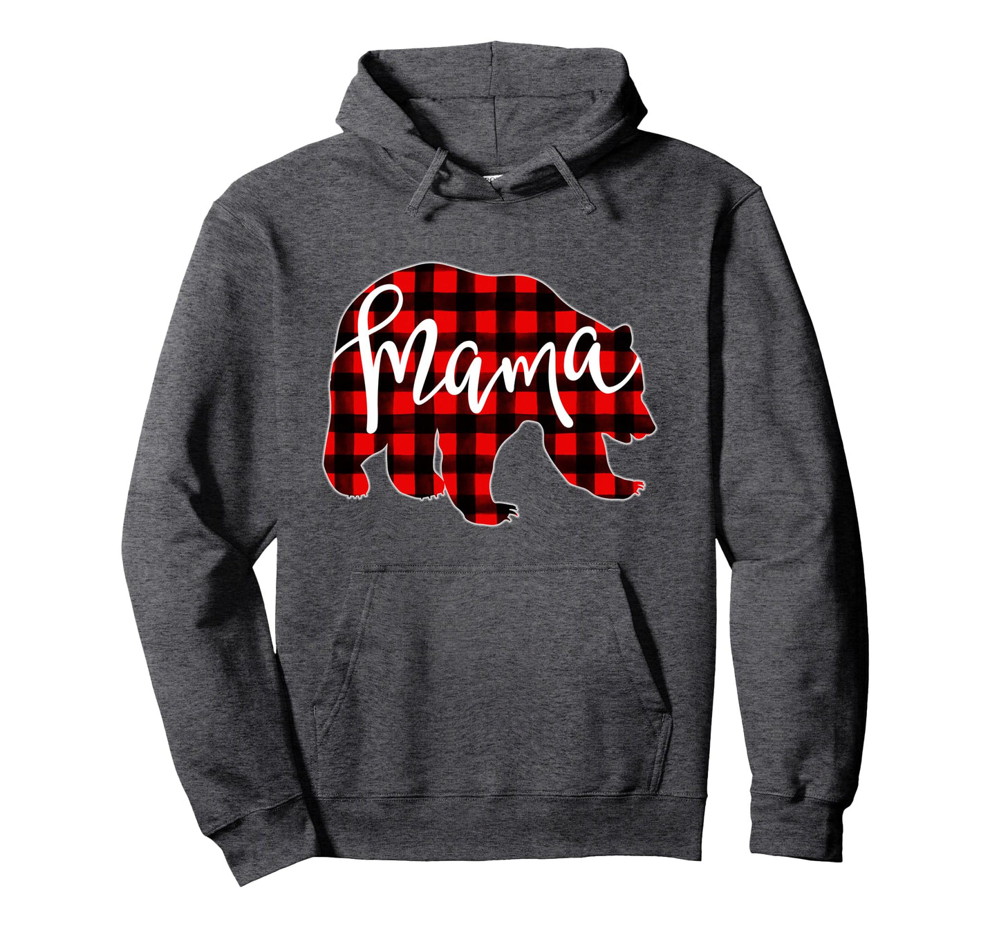 Mama Bear Red Plaid Matching Family Hoodie - Fun Novelty Design Men Women - T-Shirt, Sweatshirt, Hoodie
