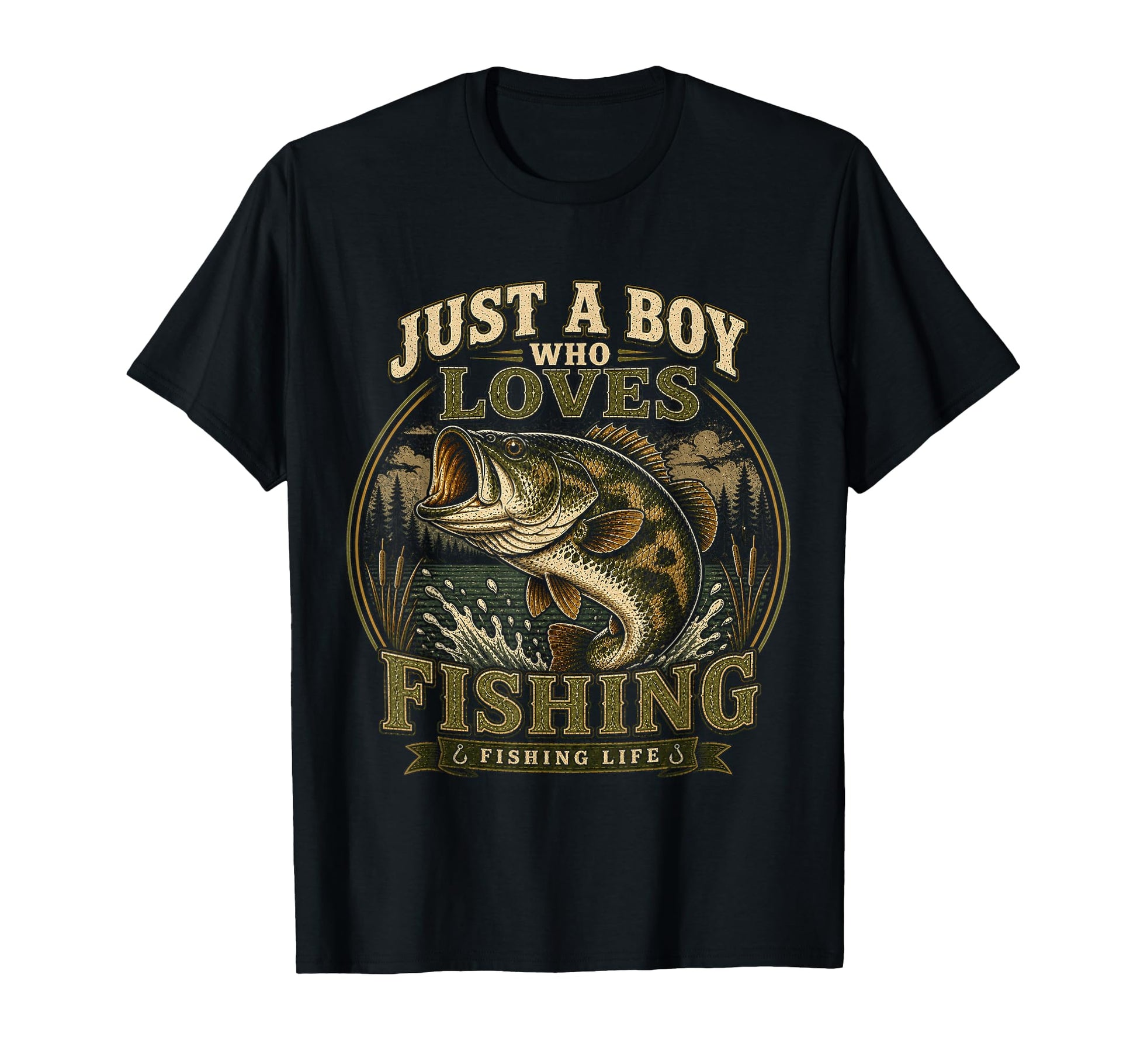 Bass Fish Camo Just Who Loves T-Shirt - Minimalist Print for Adults - T-Shirt, Sweatshirt, Hoodie