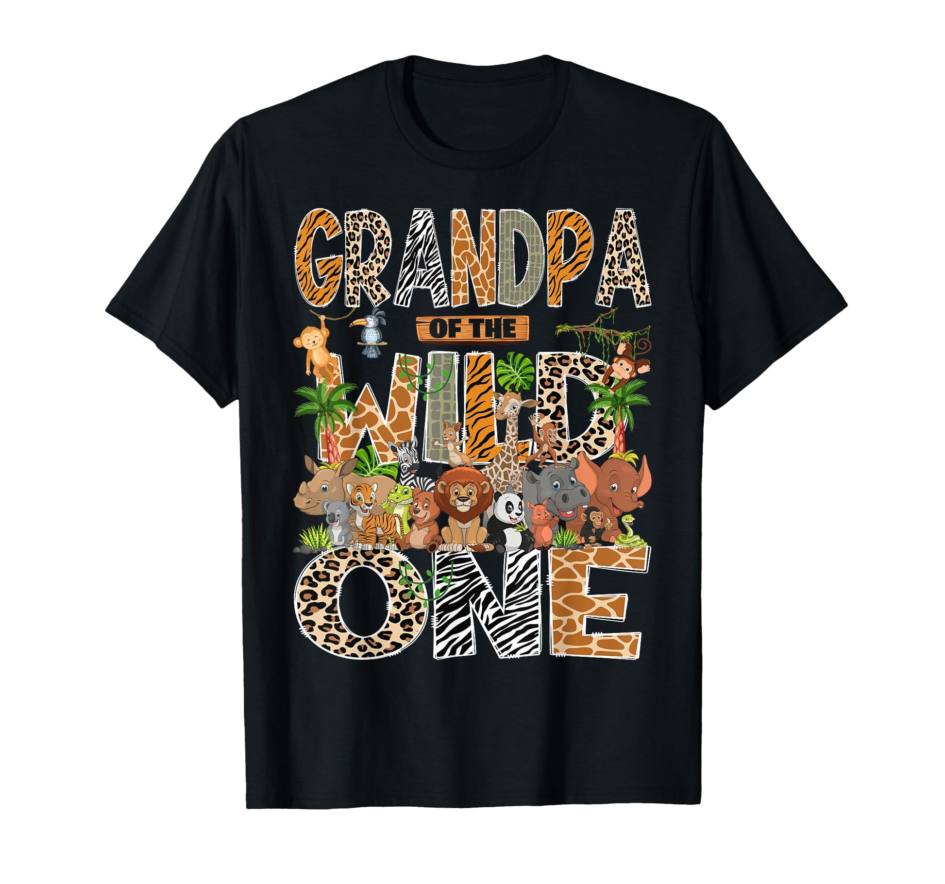 Grandpa Wild One Safari Zoo Animal 1St T-Shirt - Graphic Print Men Women - T-Shirt, Sweatshirt, Hoodie