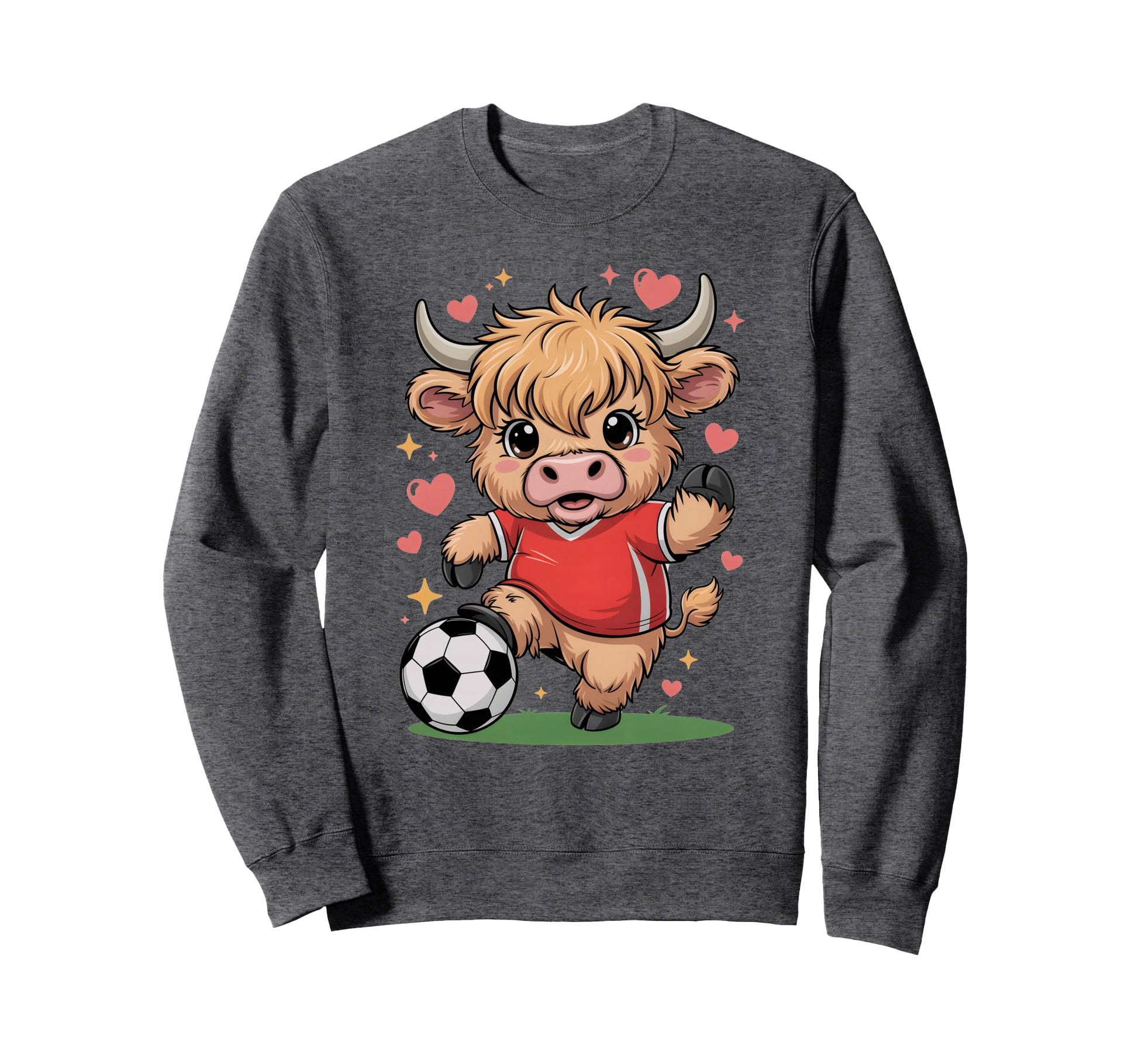 Kawaii Soccer Cow Just Who Loves Sweatshirt - Minimalist Print Men Women - T-Shirt, Sweatshirt, Hoodie