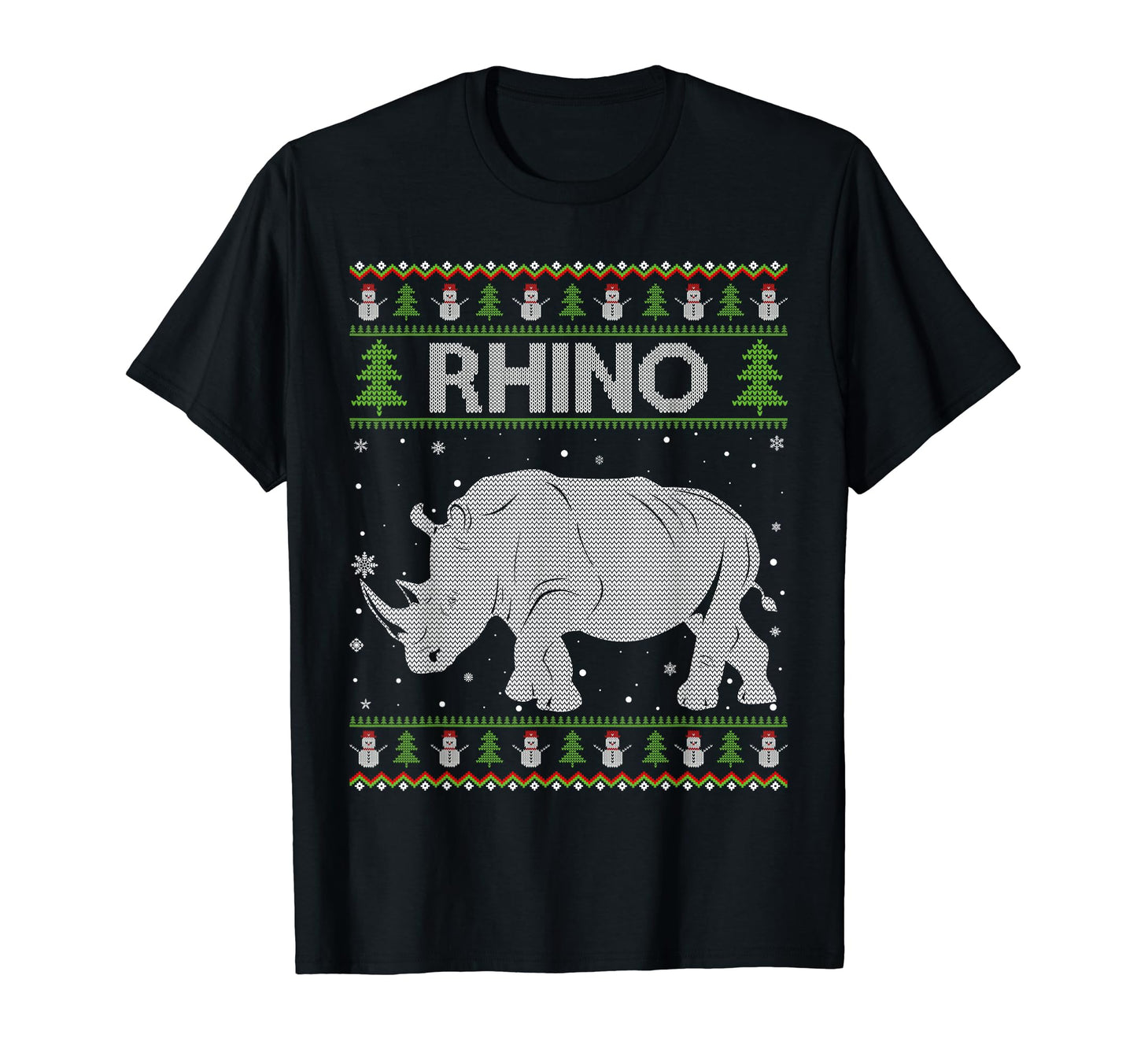 Rhino Santa Hat Funny Ugly Sweaters T-Shirt - Casual Everyday Wear Unisex - T-Shirt, Sweatshirt, Hoodie