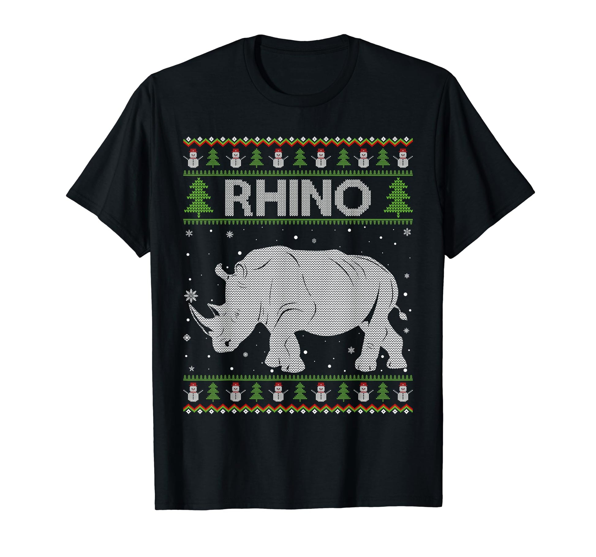 Rhino Santa Hat Funny Ugly Sweaters T-Shirt - Casual Everyday Wear Unisex - T-Shirt, Sweatshirt, Hoodie