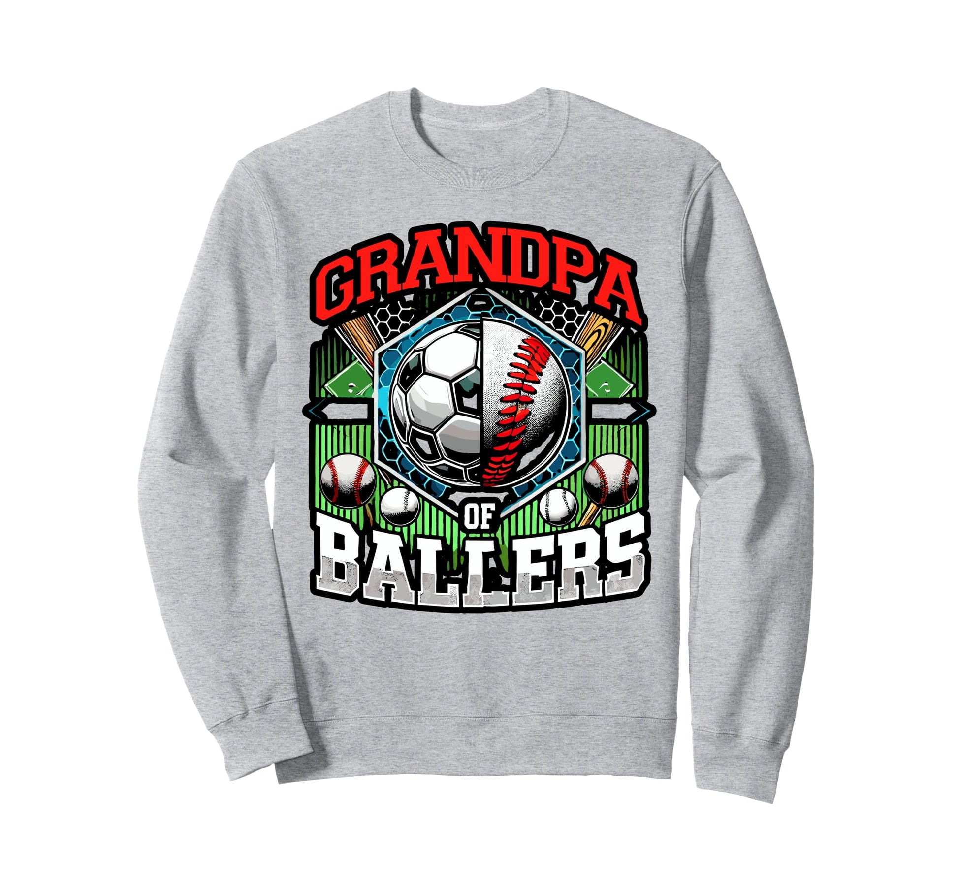 Grandpa Ballers Soccer Baseball Sweatshirt - Custom Art Print Men Women - T-Shirt, Sweatshirt, Hoodie
