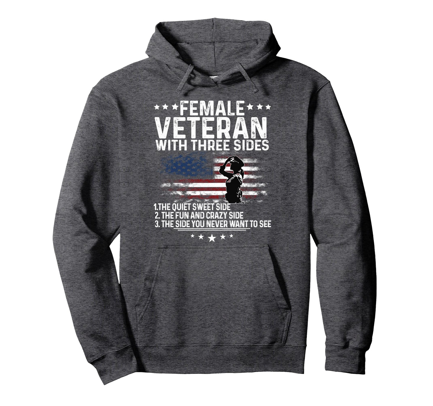 Female Veteran Three Sides Veteran Hoodie - Aesthetic Graphic Men Women - T-Shirt, Sweatshirt, Hoodie