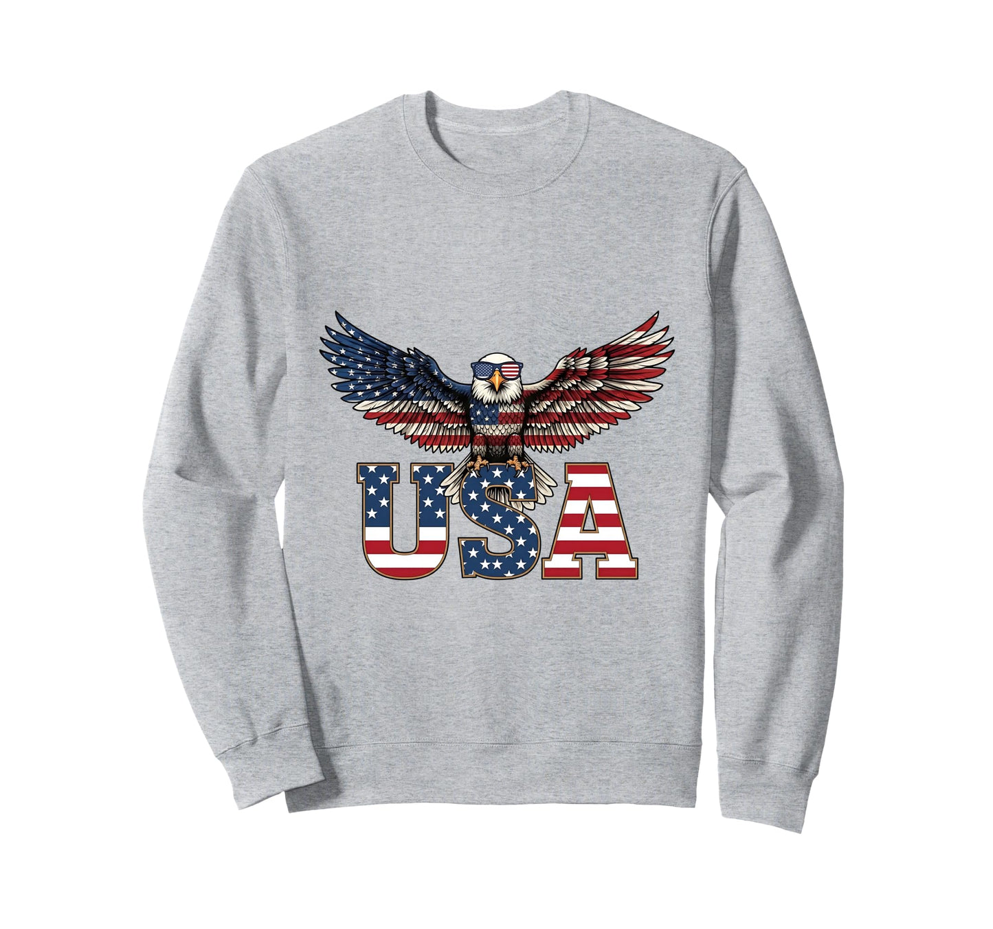 American Flag Bald Eagle Patriotic Sweatshirt - Unique Graphic Unisex - T-Shirt, Sweatshirt, Hoodie