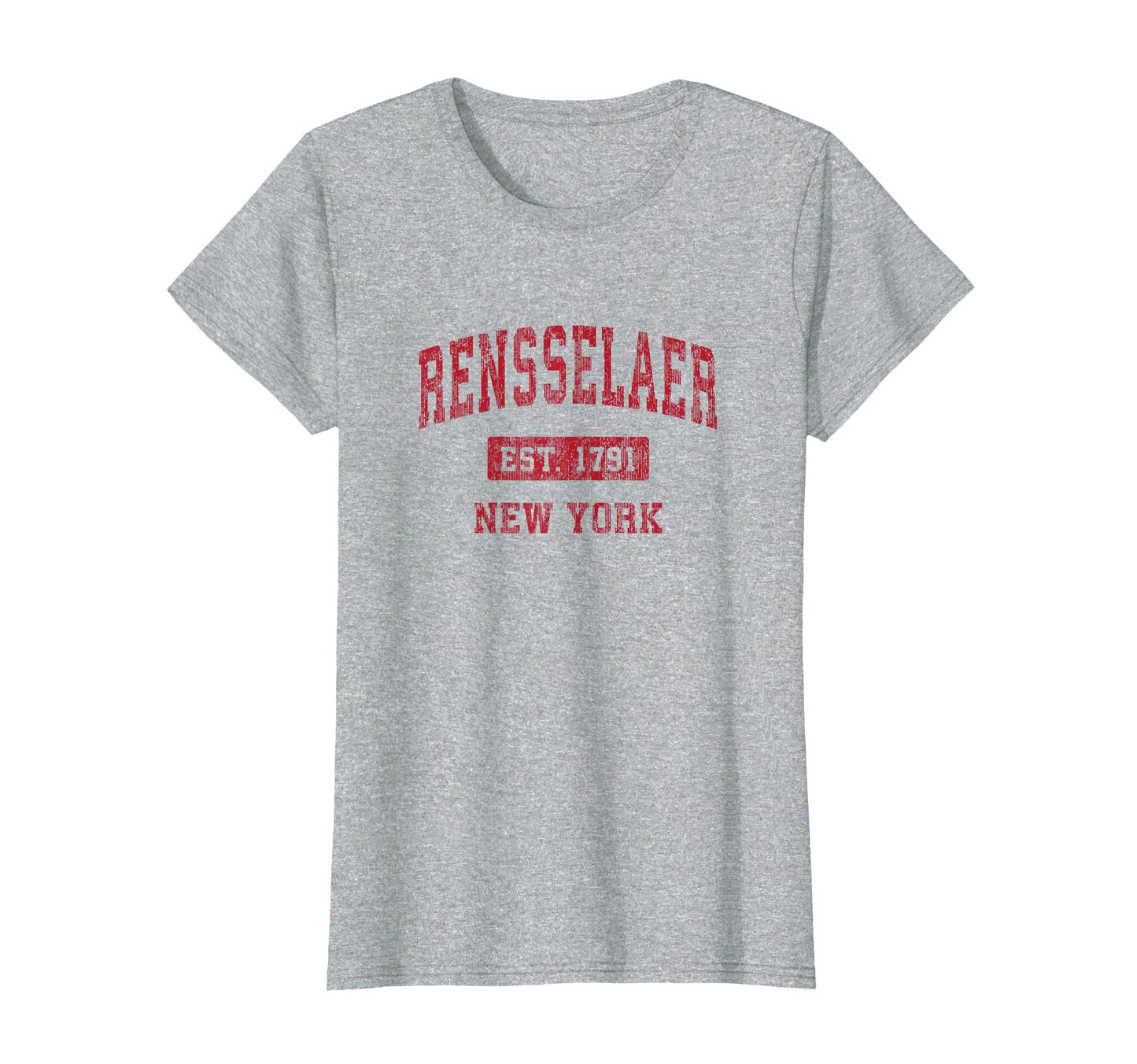Rensselaer New York Ny Sports Red T-Shirt - Custom Art Print Men Women - T-Shirt, Sweatshirt, Hoodie