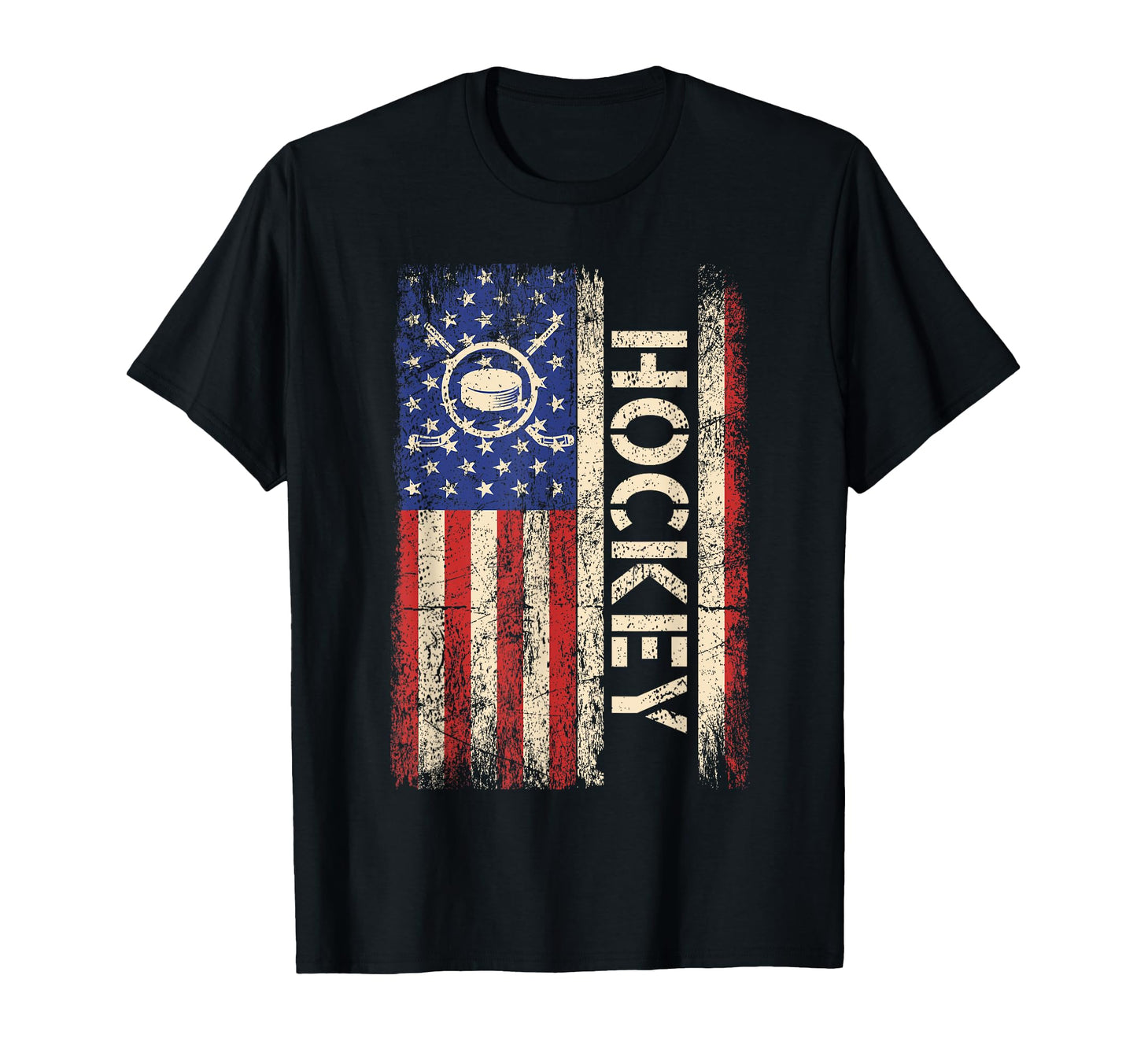 Hockey Usa American Flag Hockey T-Shirt - Custom Art Print for Adults - T-Shirt, Sweatshirt, Hoodie