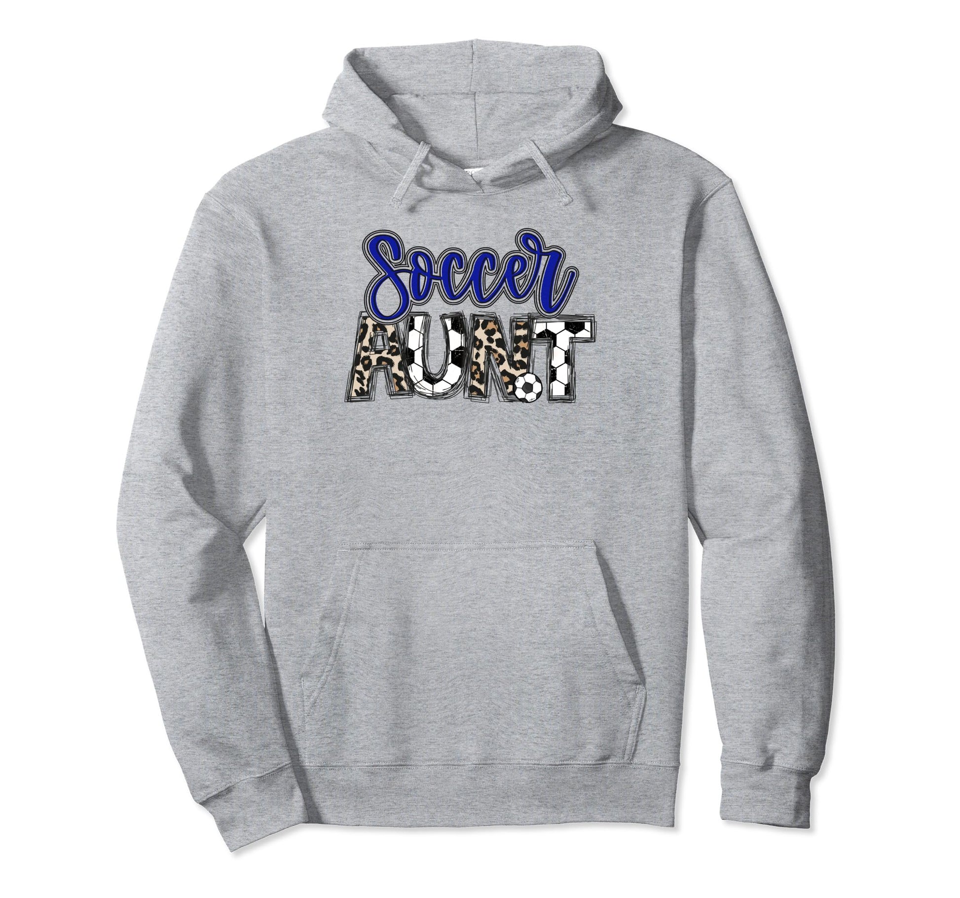 Soccer Aunt Leopard Blue Soccer Auntie Hoodie - Streetwear Style Unisex - T-Shirt, Sweatshirt, Hoodie