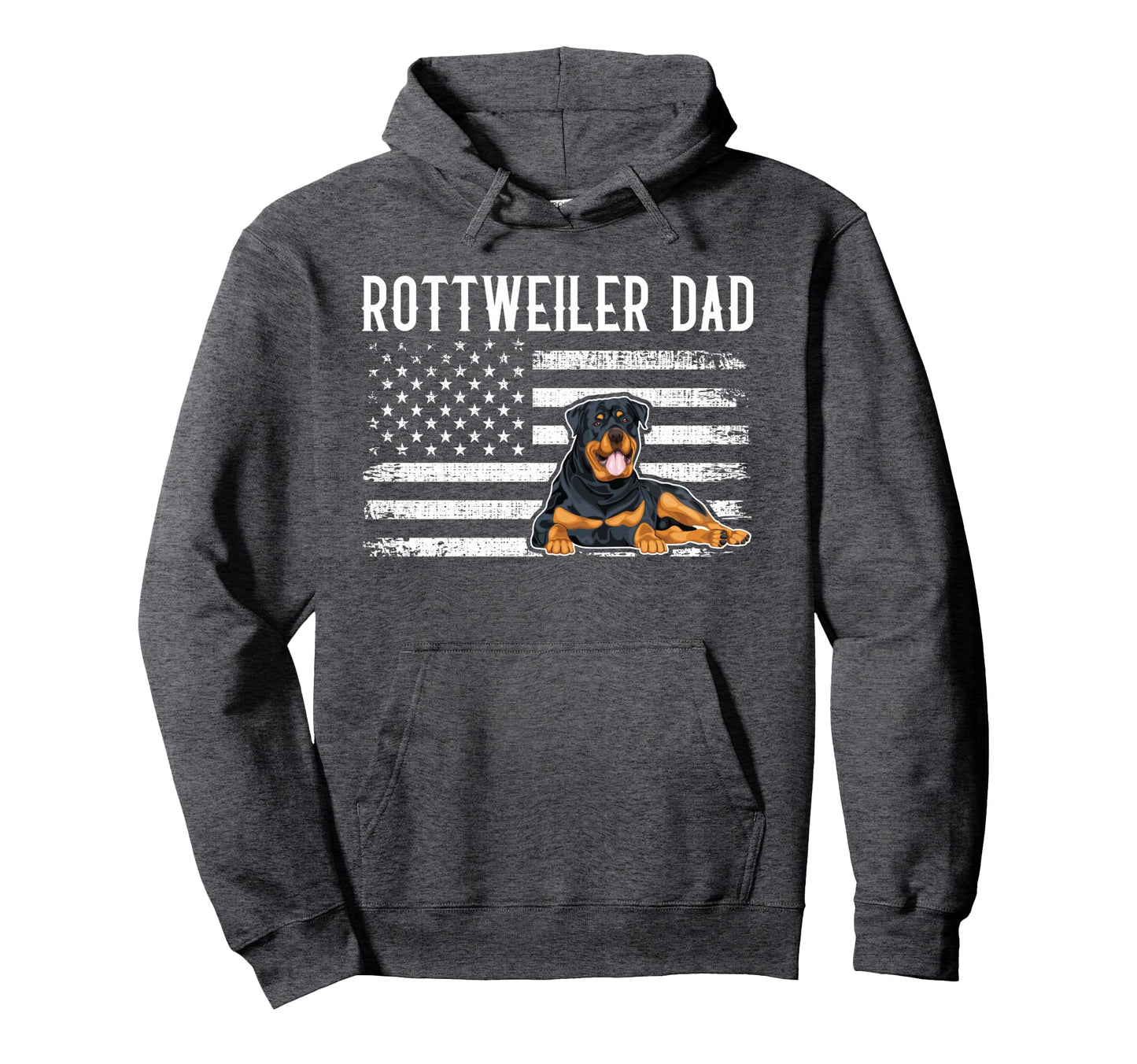 Rottweiler Dad Gift American Flag Hoodie - Unique Graphic Unisex - T-Shirt, Sweatshirt, Hoodie