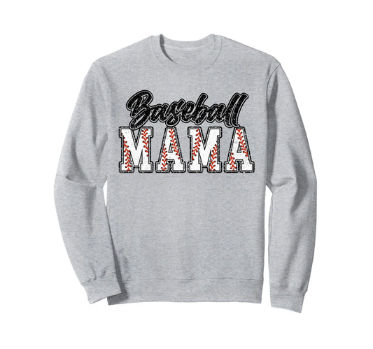 Baseball Mom Groovy Baseball Sweatshirt - Casual Everyday Wear Men Women - T-Shirt, Sweatshirt, Hoodie