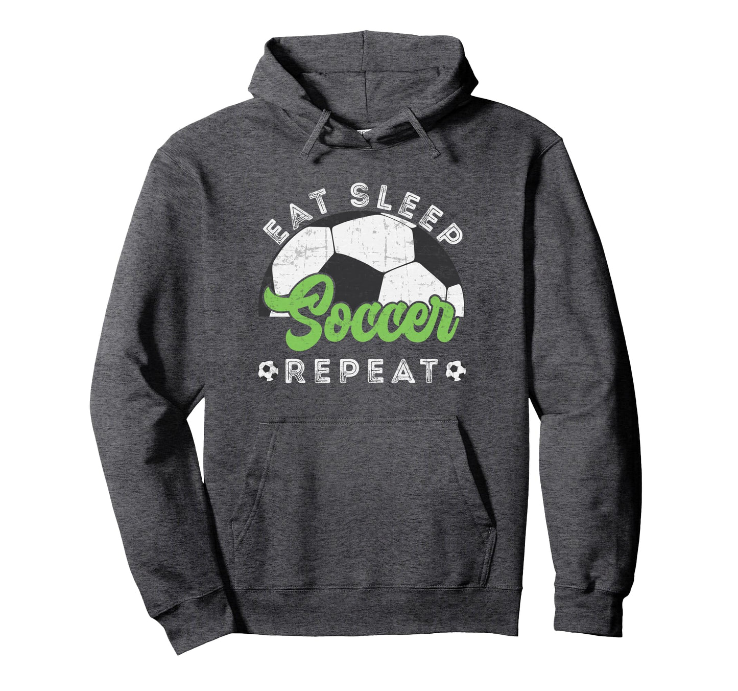 Eat Sleep Soccer Repeat Distressed Hoodie - Fun Novelty Design for Adults - T-Shirt, Sweatshirt, Hoodie
