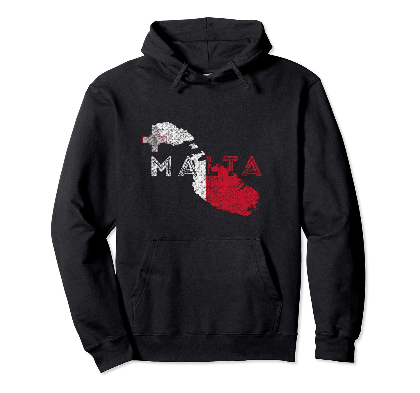 Maltese Map And Flag Distressed Malta Hoodie - Novelty Apparel Men Women - T-Shirt, Sweatshirt, Hoodie