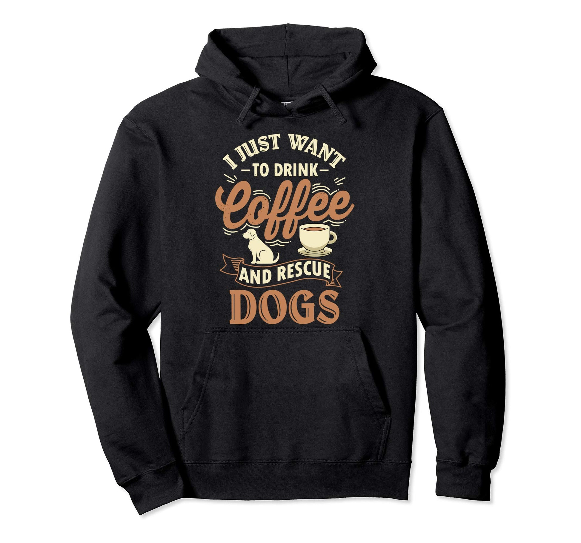 Drink Coffee Rescue Dogs Adoption Rescue Hoodie - Minimalist Print Unisex - T-Shirt, Sweatshirt, Hoodie