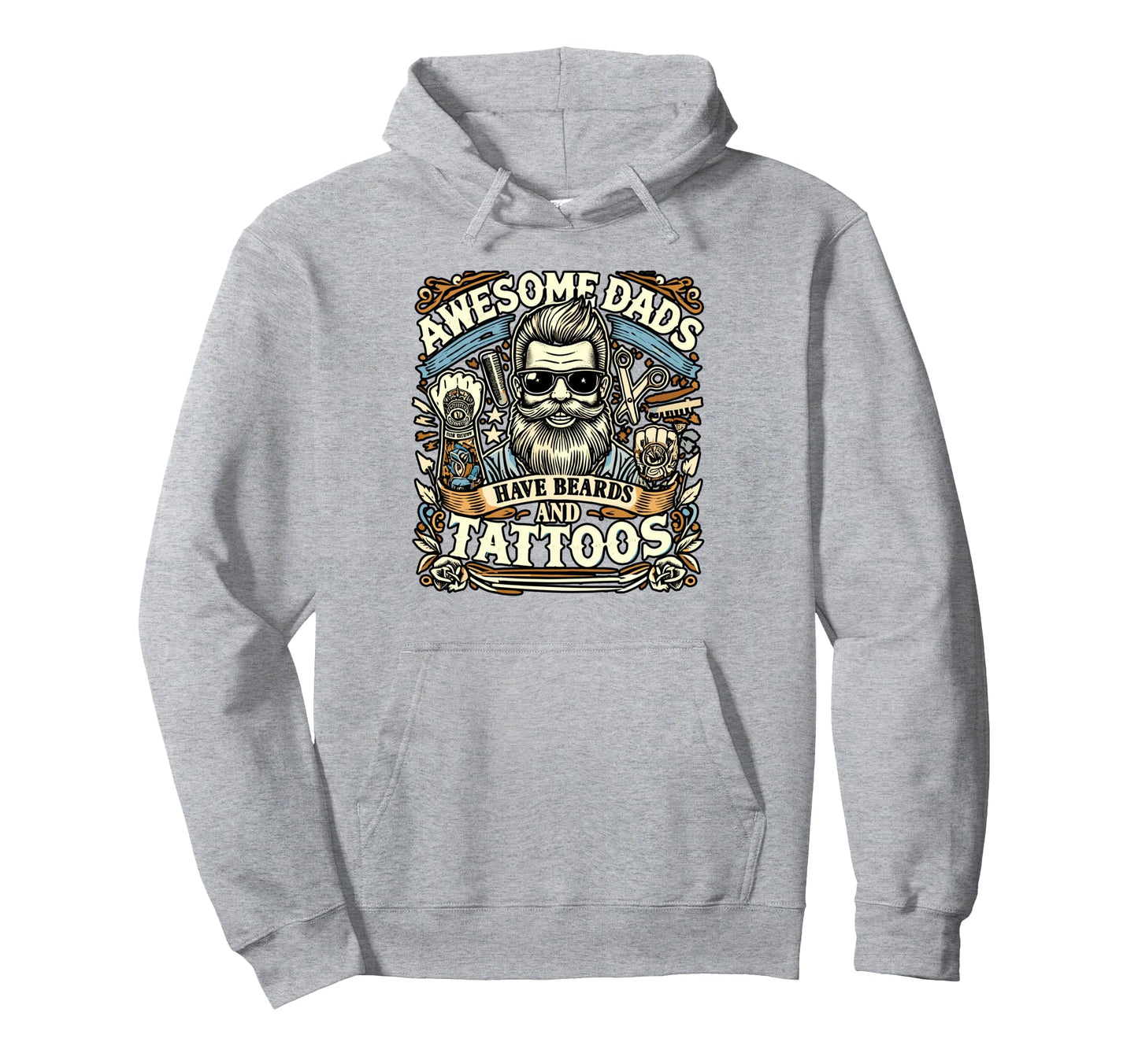 Funny Bearded Inked Dad Papa Daddy Hoodie - Fun Novelty Design Unisex - T-Shirt, Sweatshirt, Hoodie