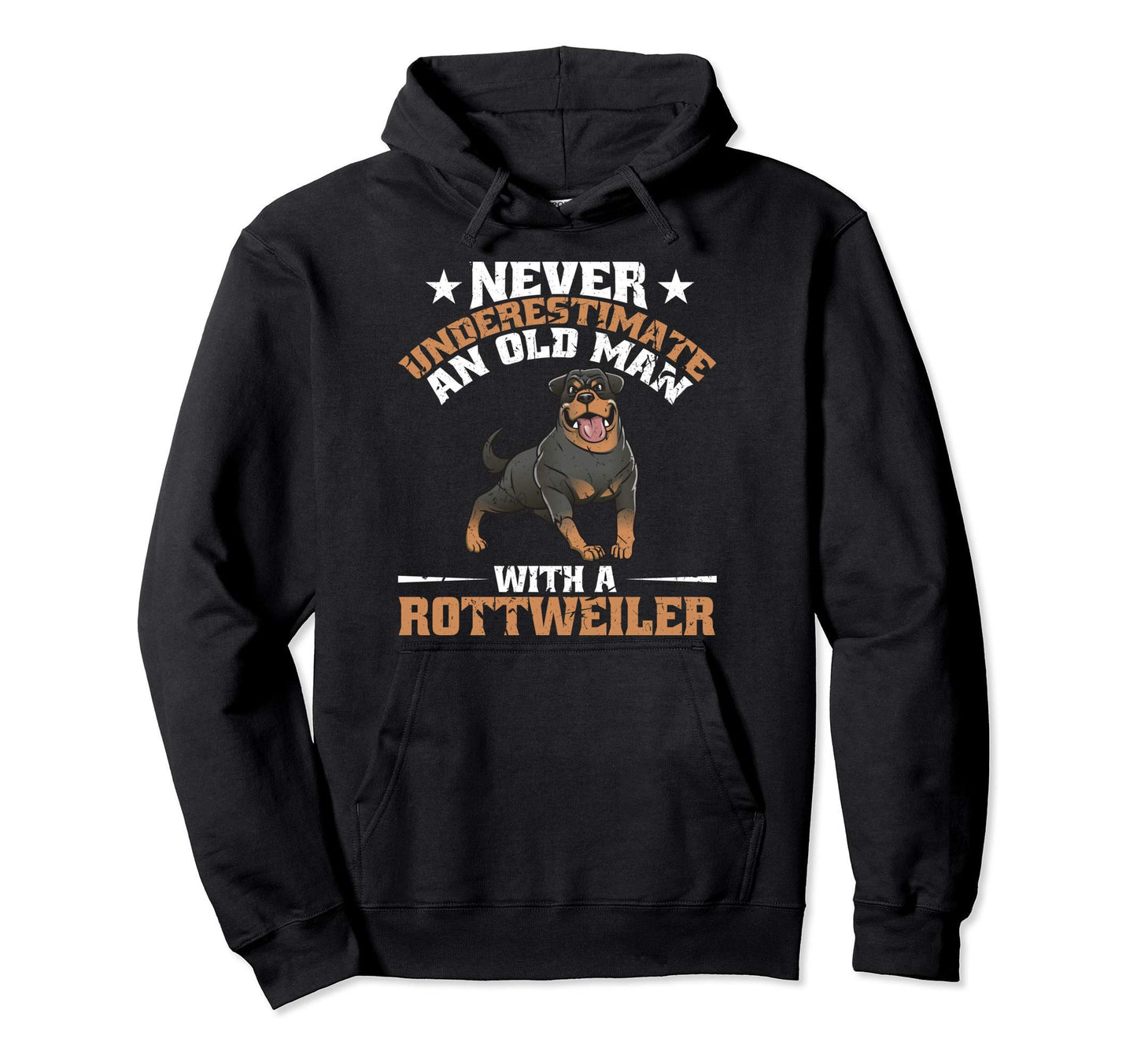 Never Underestimate Old Rottweiler Hoodie - Minimalist Print for Adults - T-Shirt, Sweatshirt, Hoodie