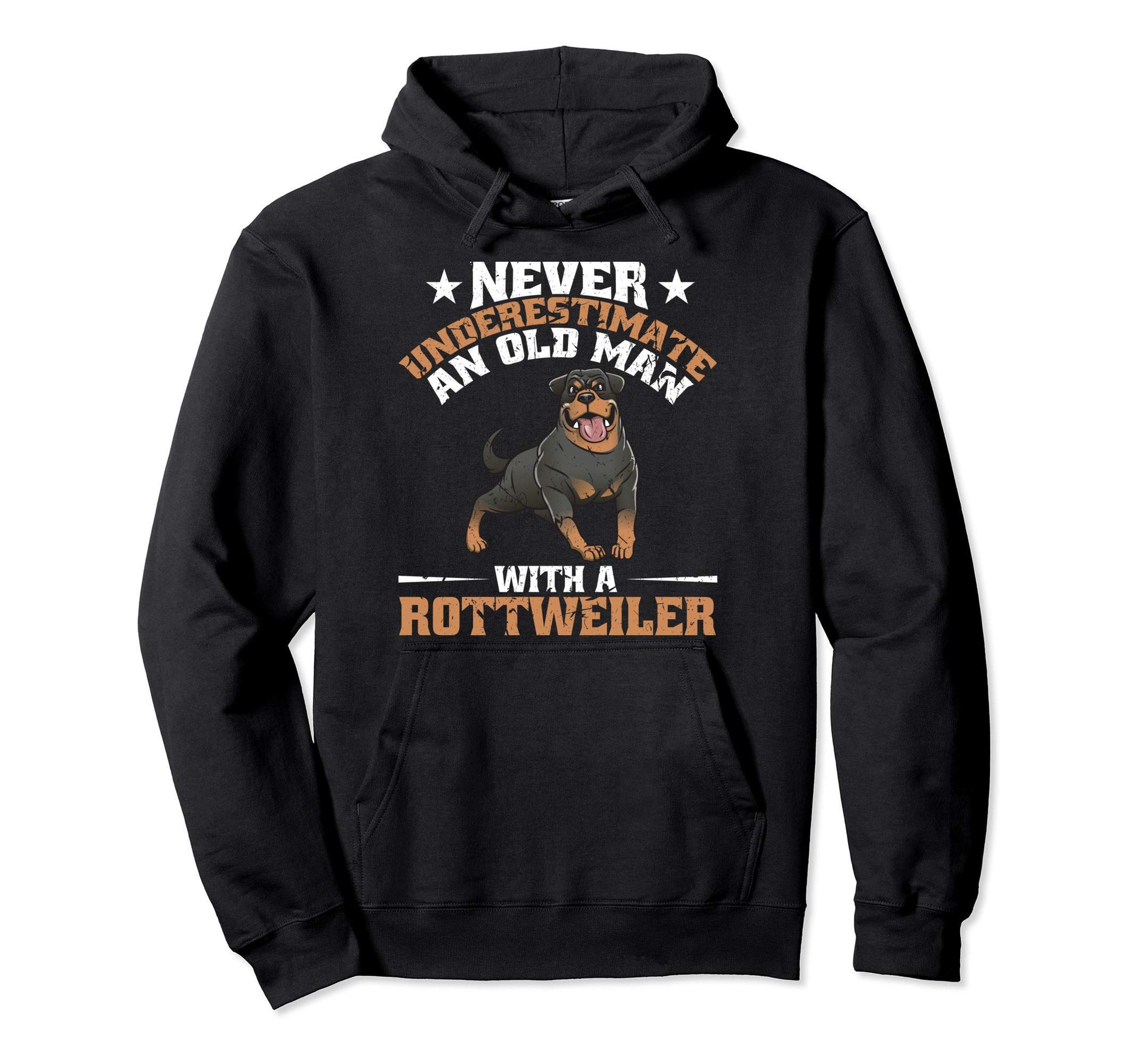 Never Underestimate Old Rottweiler Hoodie - Minimalist Print for Adults - T-Shirt, Sweatshirt, Hoodie