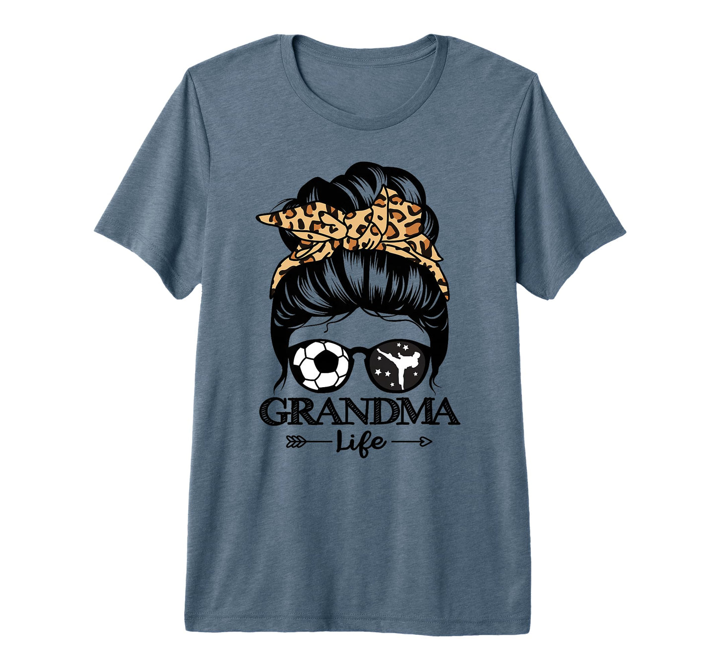 Grandma Life Messy Bun Hair Funny Soccer T-Shirt - Graphic Print Unisex - T-Shirt, Sweatshirt, Hoodie