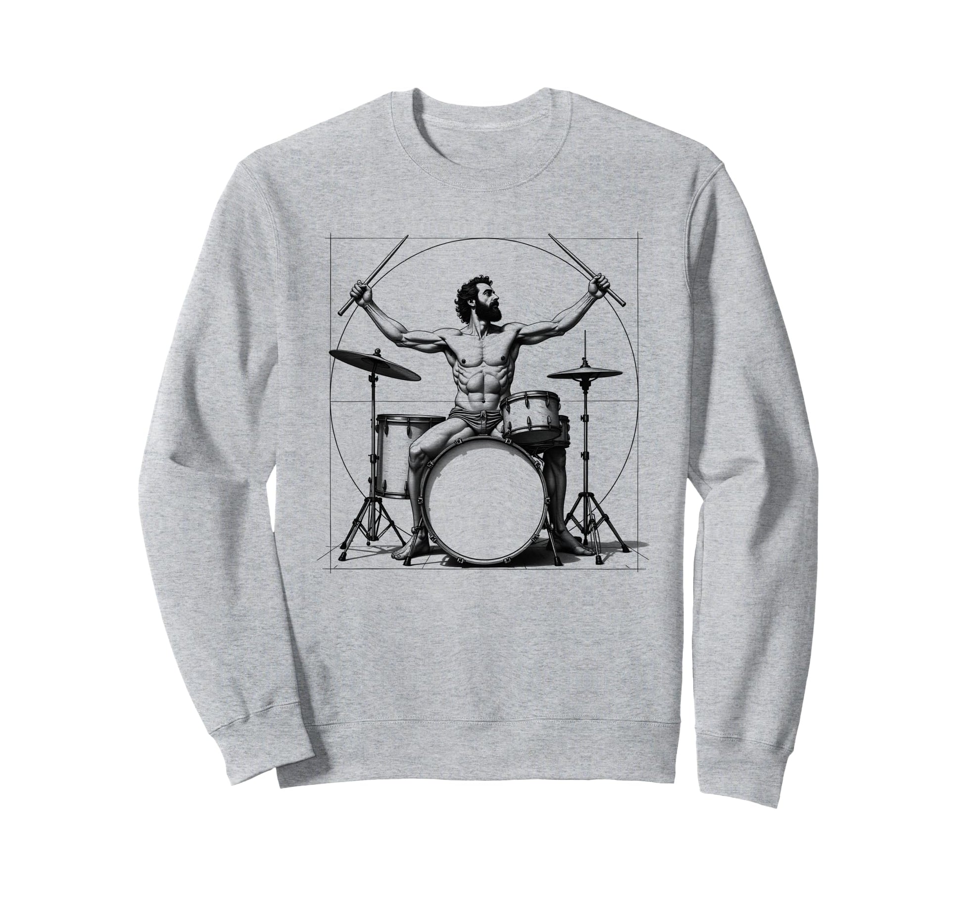 Drummer Da Vinci Drums Drawing Sweatshirt - Custom Art Print Men Women - T-Shirt, Sweatshirt, Hoodie