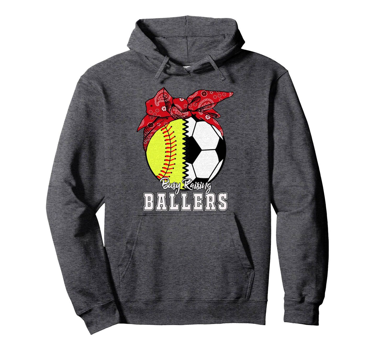 Busy Raising Ballers Softball Soccer Hoodie - Aesthetic Graphic Men Women - T-Shirt, Sweatshirt, Hoodie