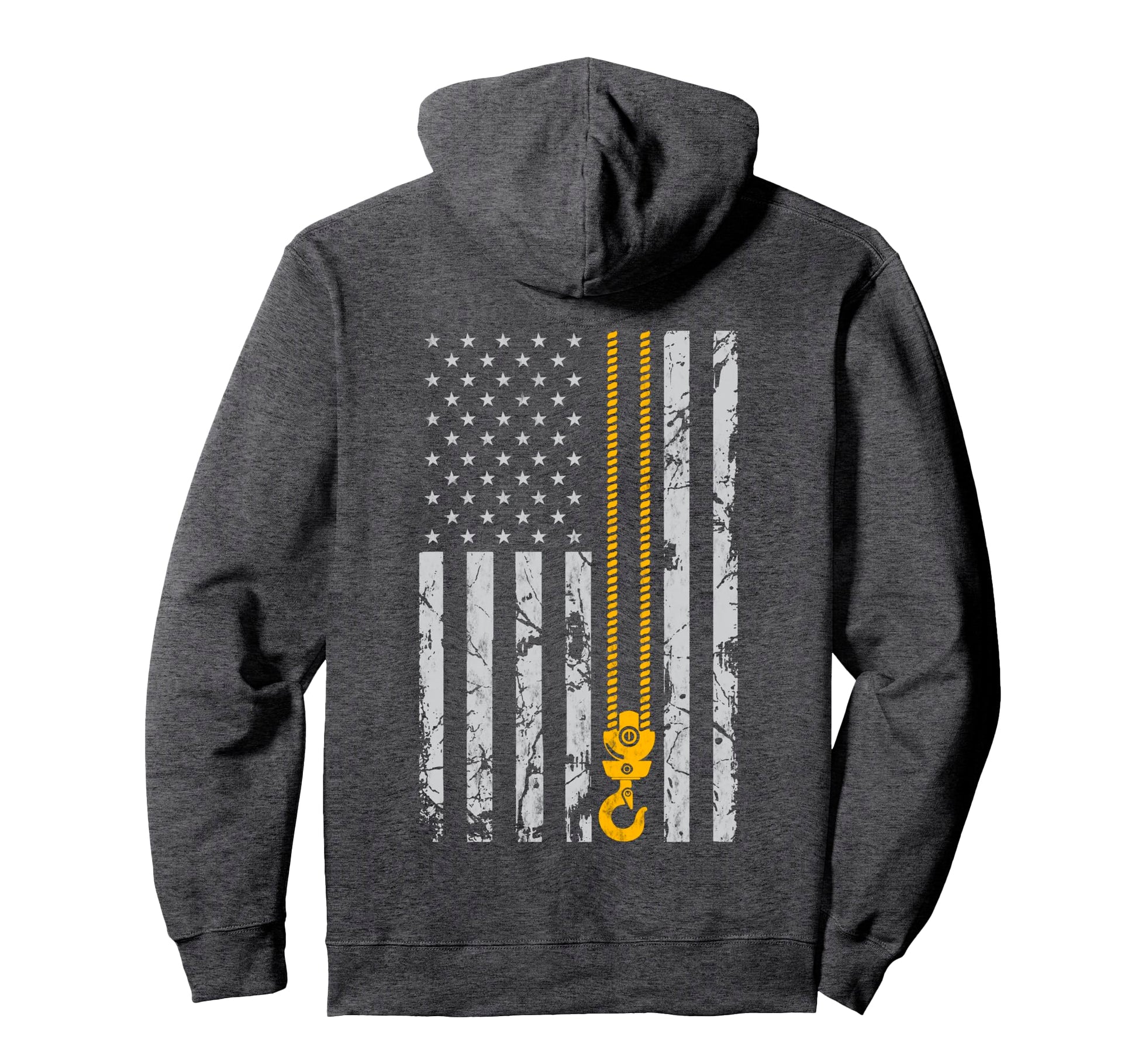 Lifting Hook Thin American Flag Crane Hoodie - Streetwear Style for Adults - T-Shirt, Sweatshirt, Hoodie