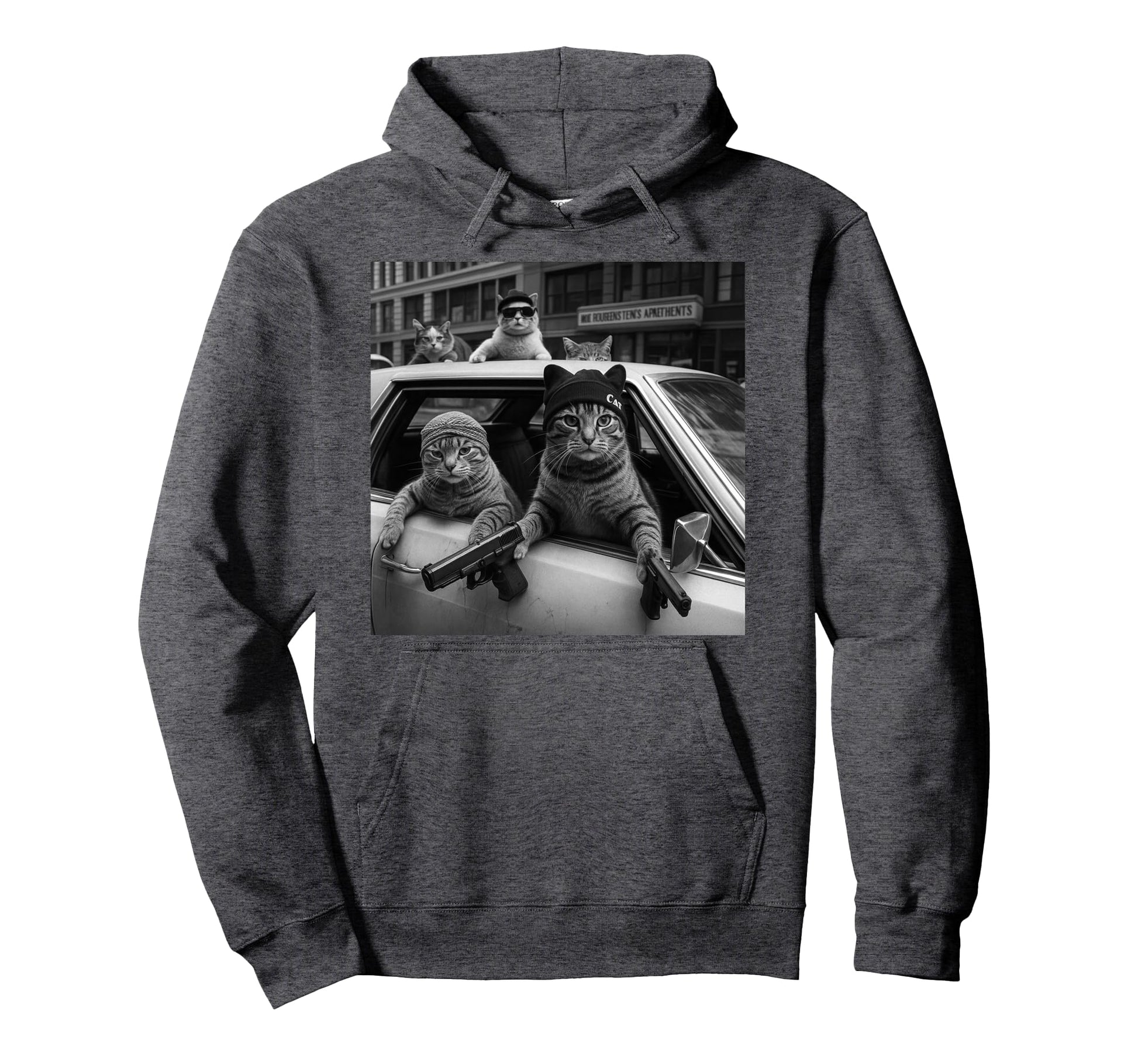 Funny Gangster Cats Lover Cat Street Hoodie - Unique Graphic Unisex - T-Shirt, Sweatshirt, Hoodie