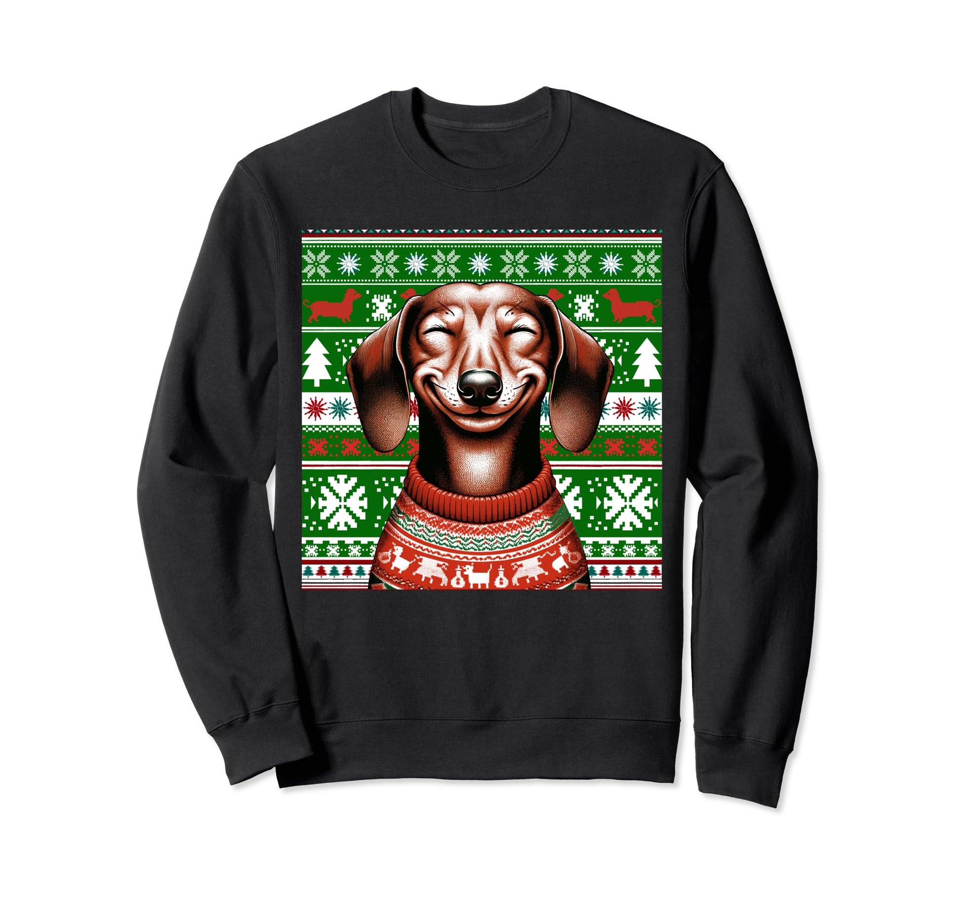 Ugly Dachshund Face Sweatshirt - Unique Graphic Unisex - T-Shirt, Sweatshirt, Hoodie