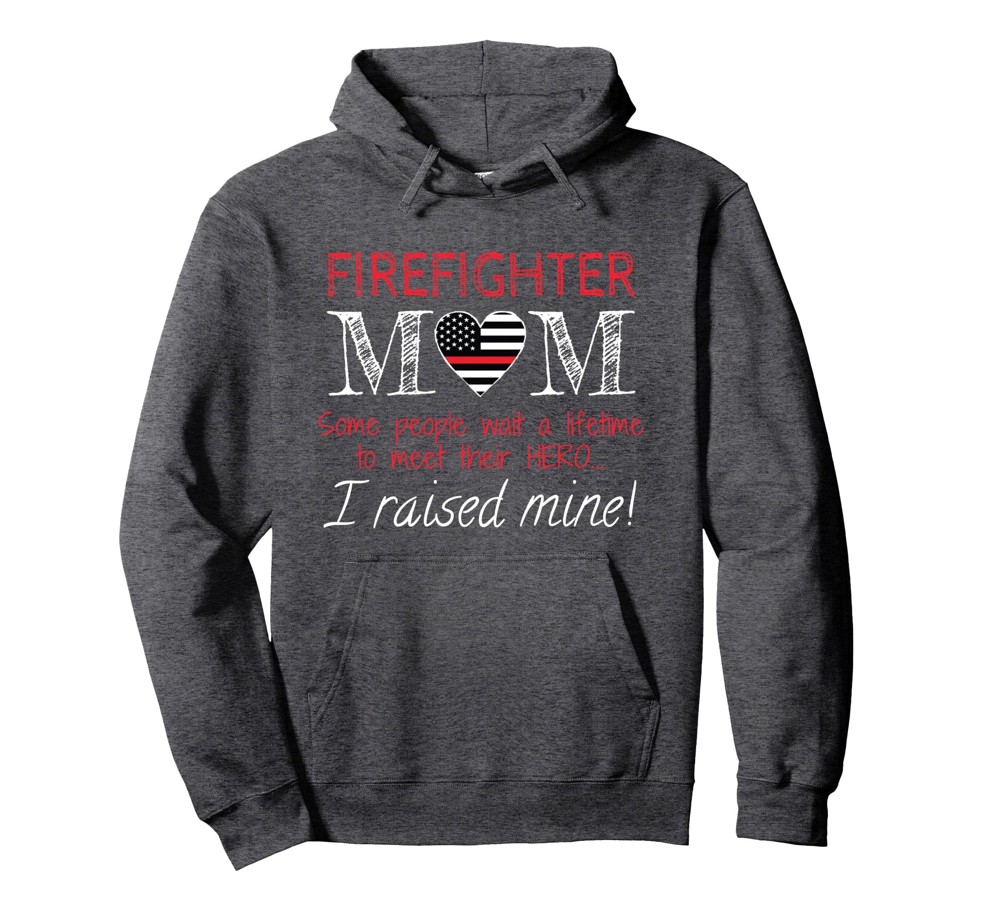 Firefighter Son Mom Support Thin Red Line Hoodie - Graphic Print Unisex - T-Shirt, Sweatshirt, Hoodie