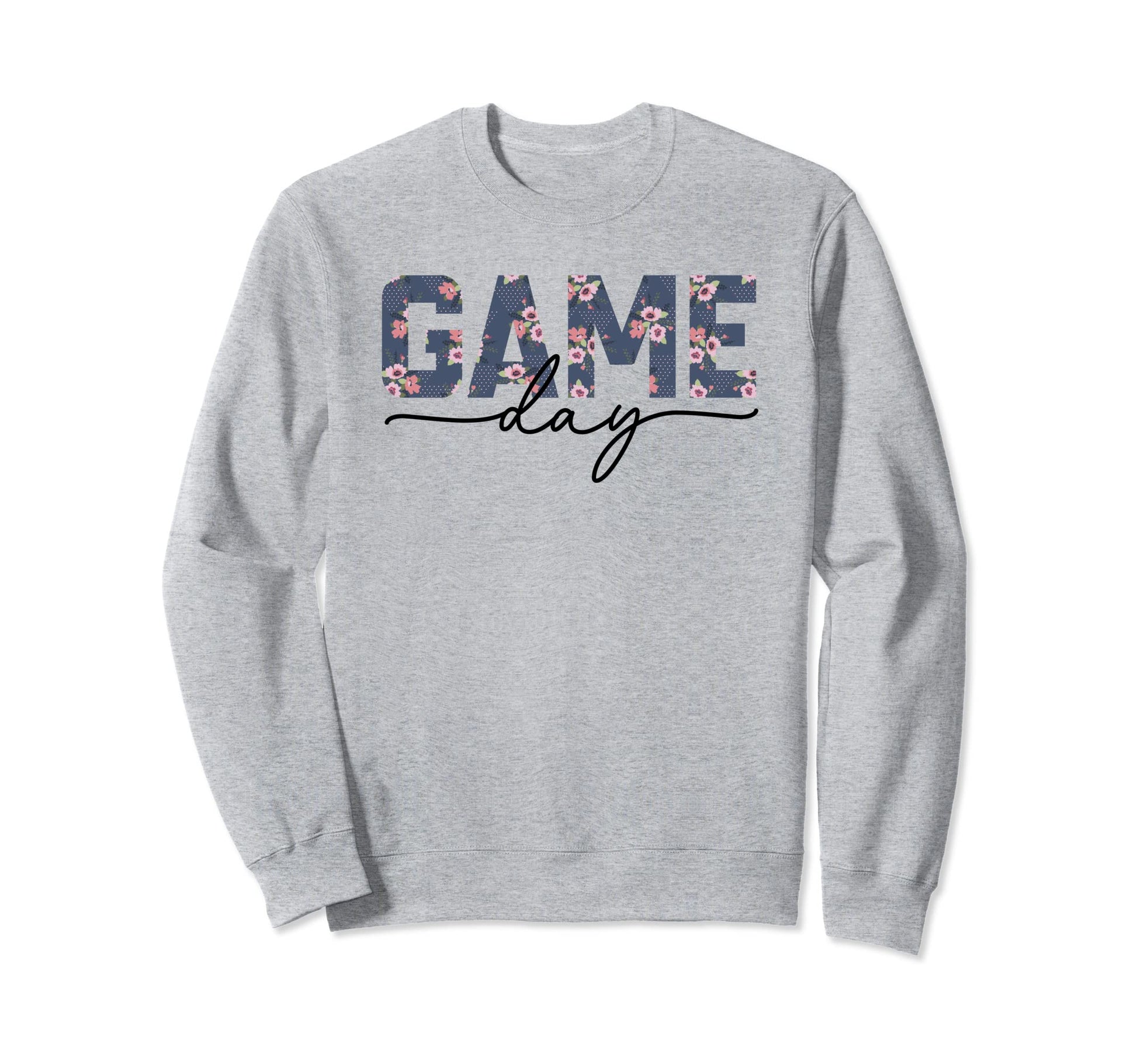 Game Day Spirit Blue Floral Sports Sweatshirt - Minimalist Print Men Women - T-Shirt, Sweatshirt, Hoodie