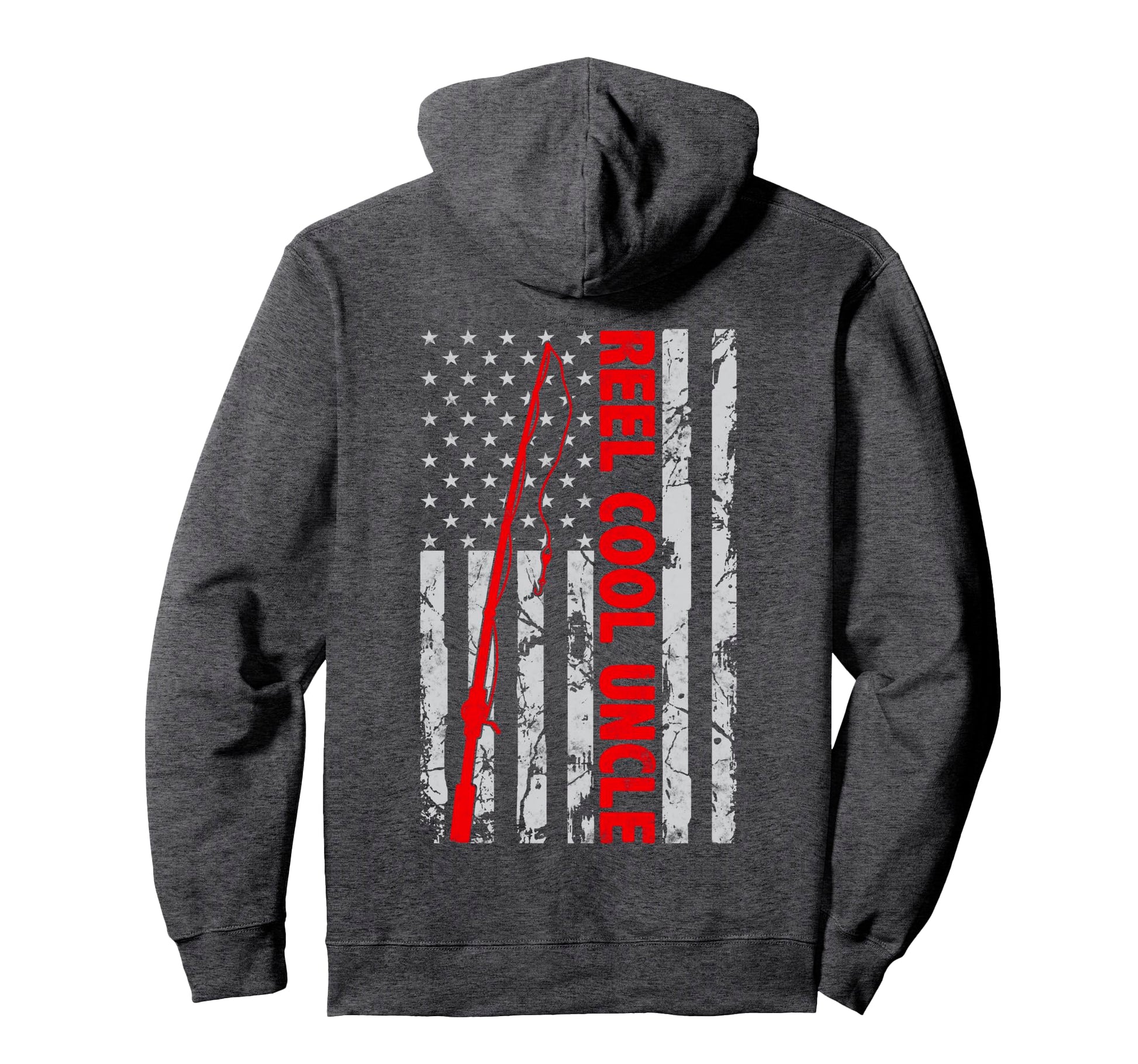 Reel Uncle Fishing American Flag Dad Hoodie - Aesthetic Graphic for Adults - T-Shirt, Sweatshirt, Hoodie