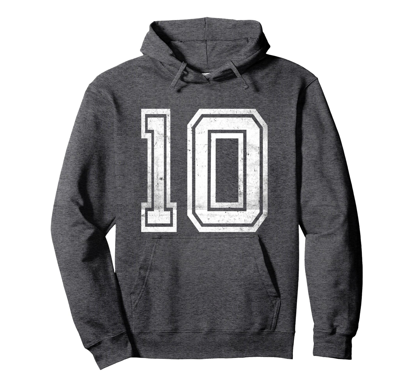 Distressed Number 10 Number Hoodie - Casual Everyday Wear for Adults - T-Shirt, Sweatshirt, Hoodie
